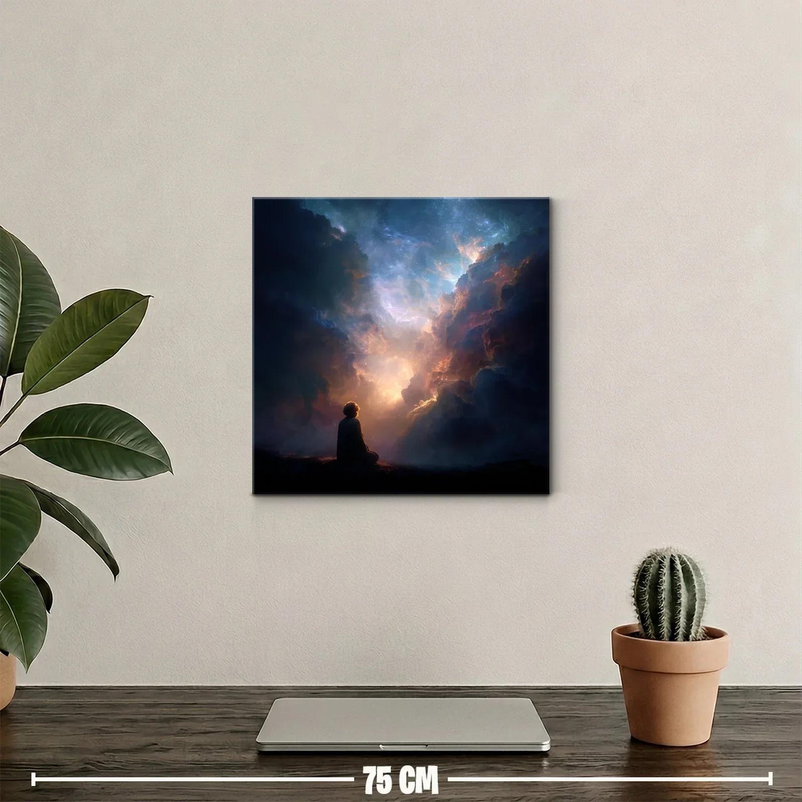 Meditación bajo un cielo estrellado lleno de luz celestial — miniatura 2