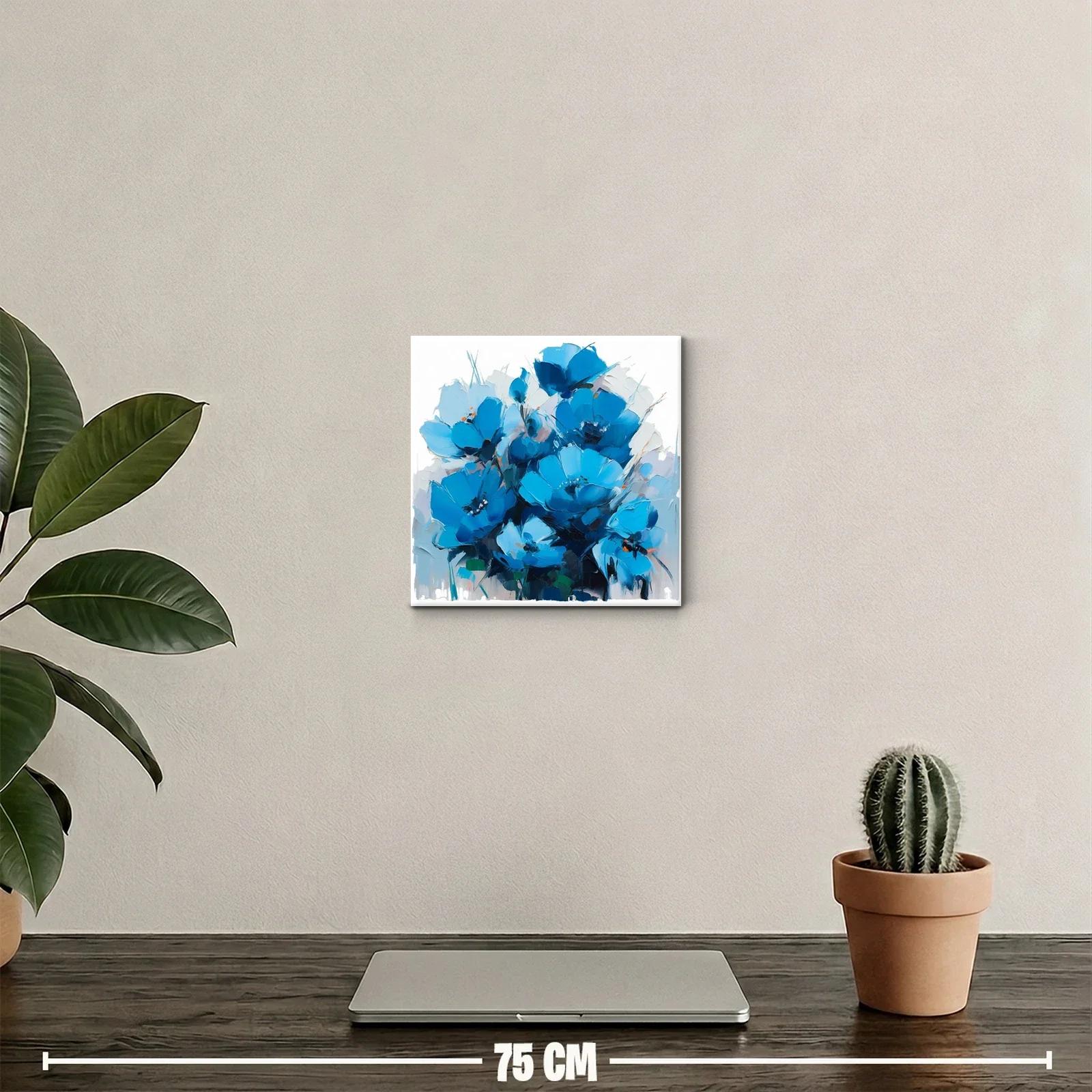 Cuadro decorativo con vibrantes flores azules intensas — miniatura 2
