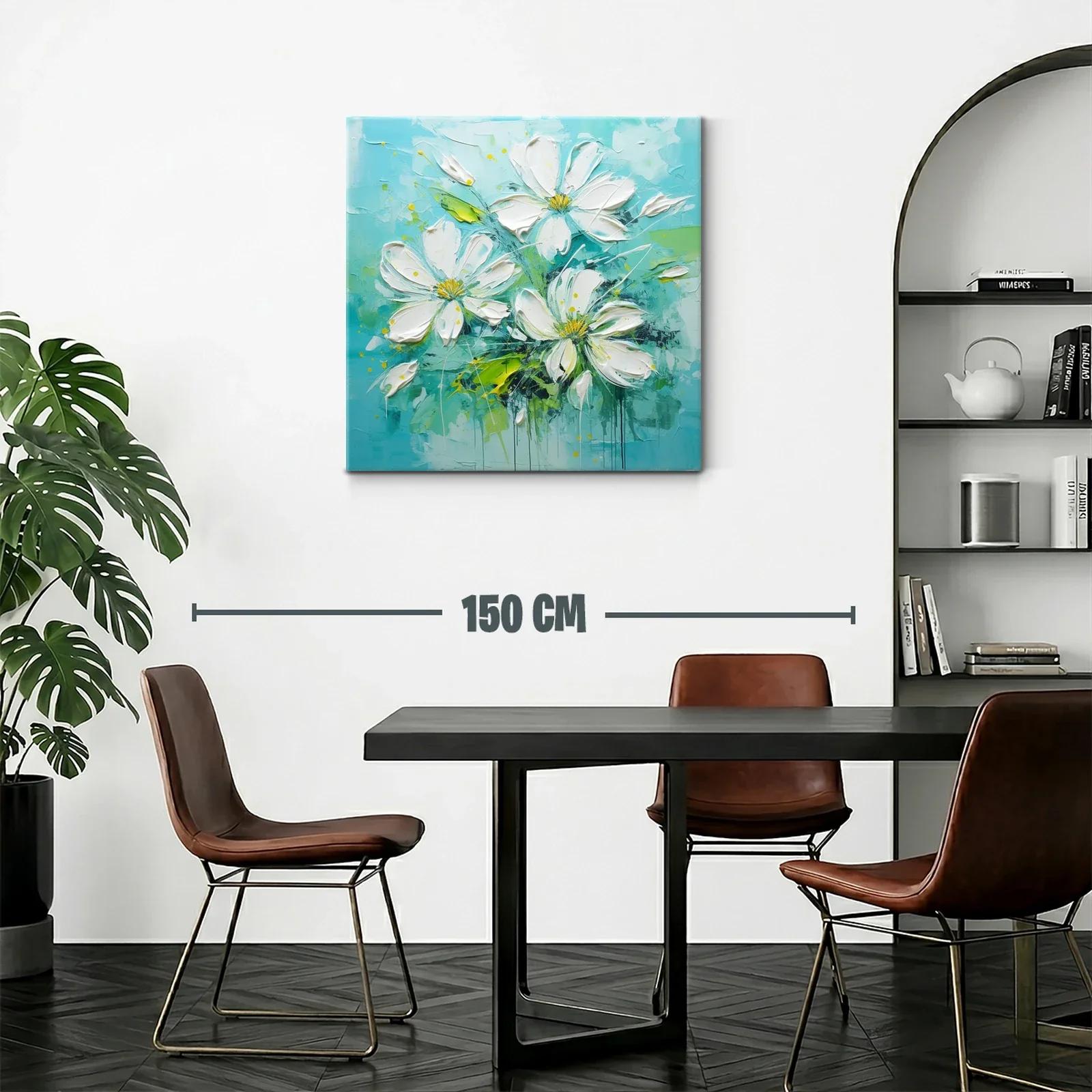Flores blancas sobre fondo turquesa vibrante — miniatura 2