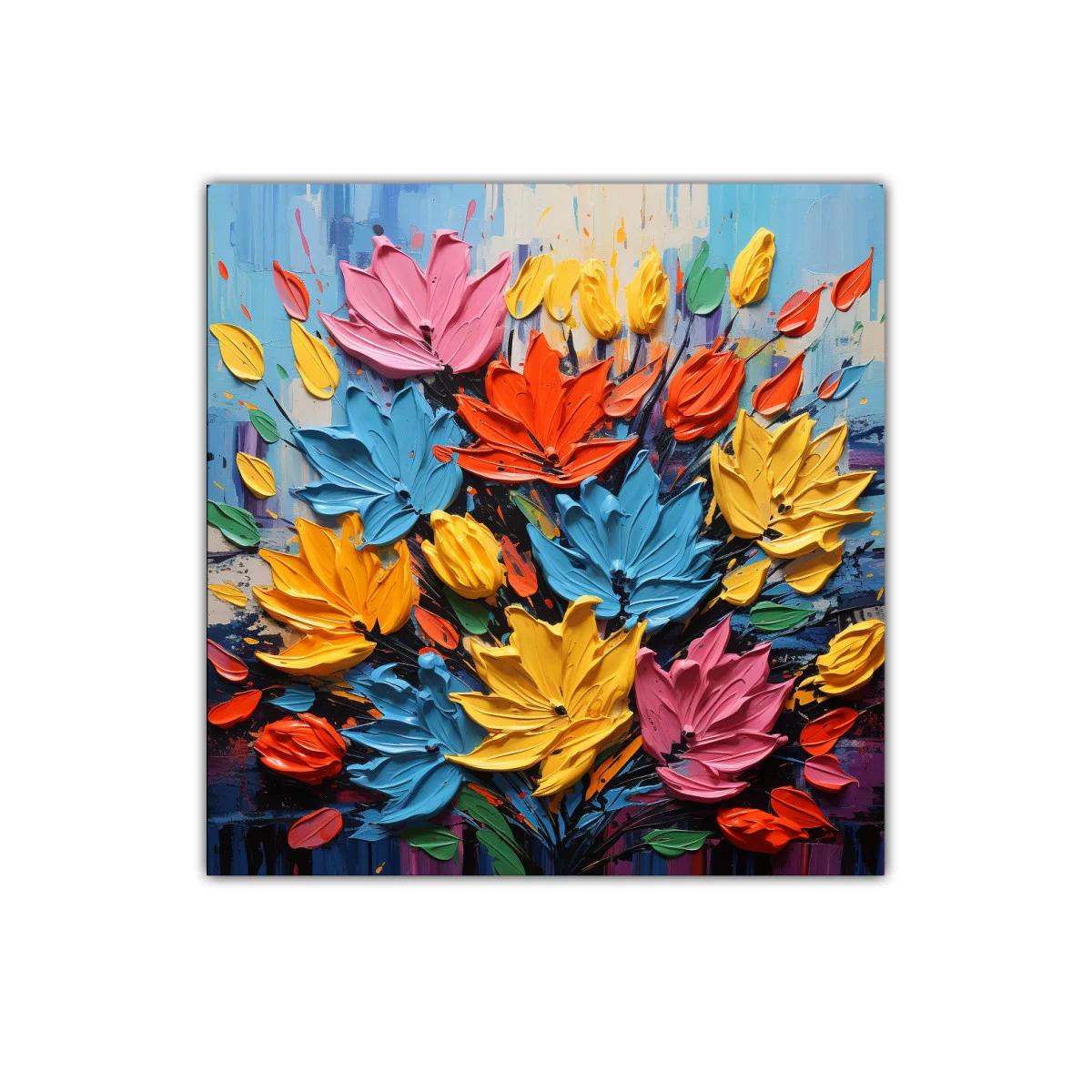 Cuadro vibrante con bouquet de flores coloridas