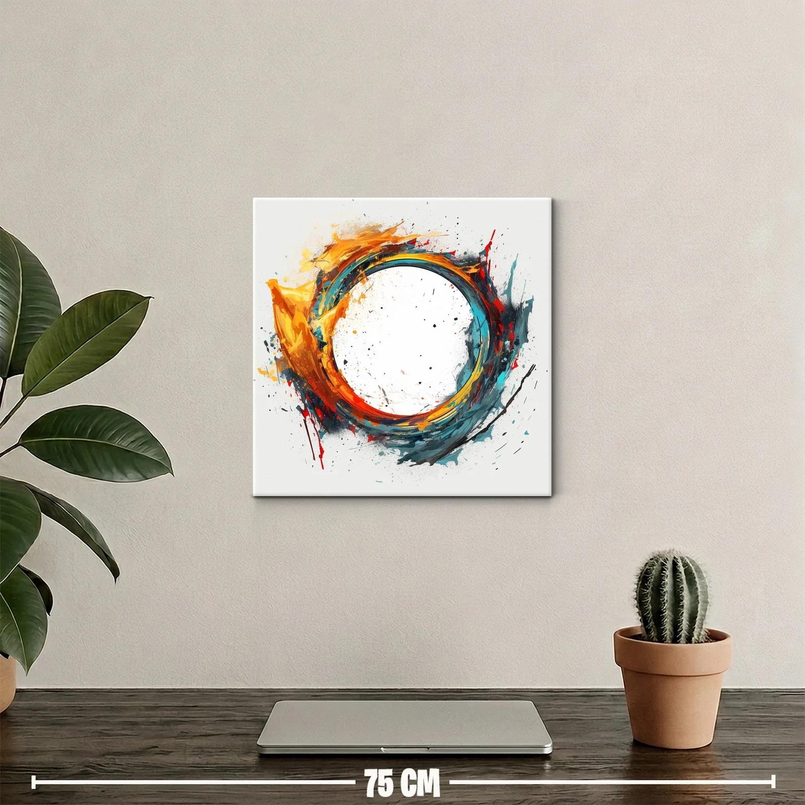 Cuadro abstracto con círculo dinámico en tonos vivos — miniatura 2