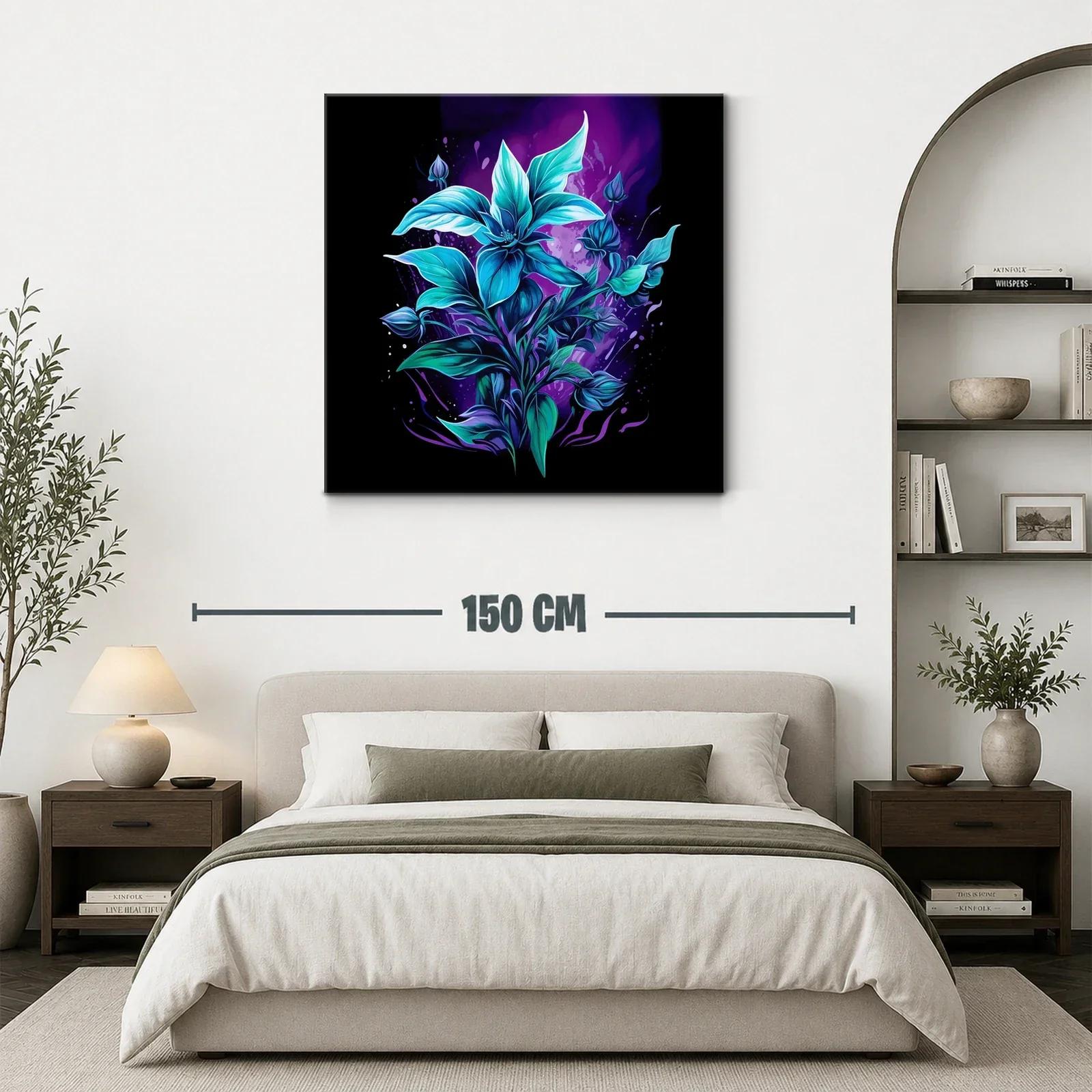 Flor azul vibrante sobre fondo púrpura oscuro — miniatura 3
