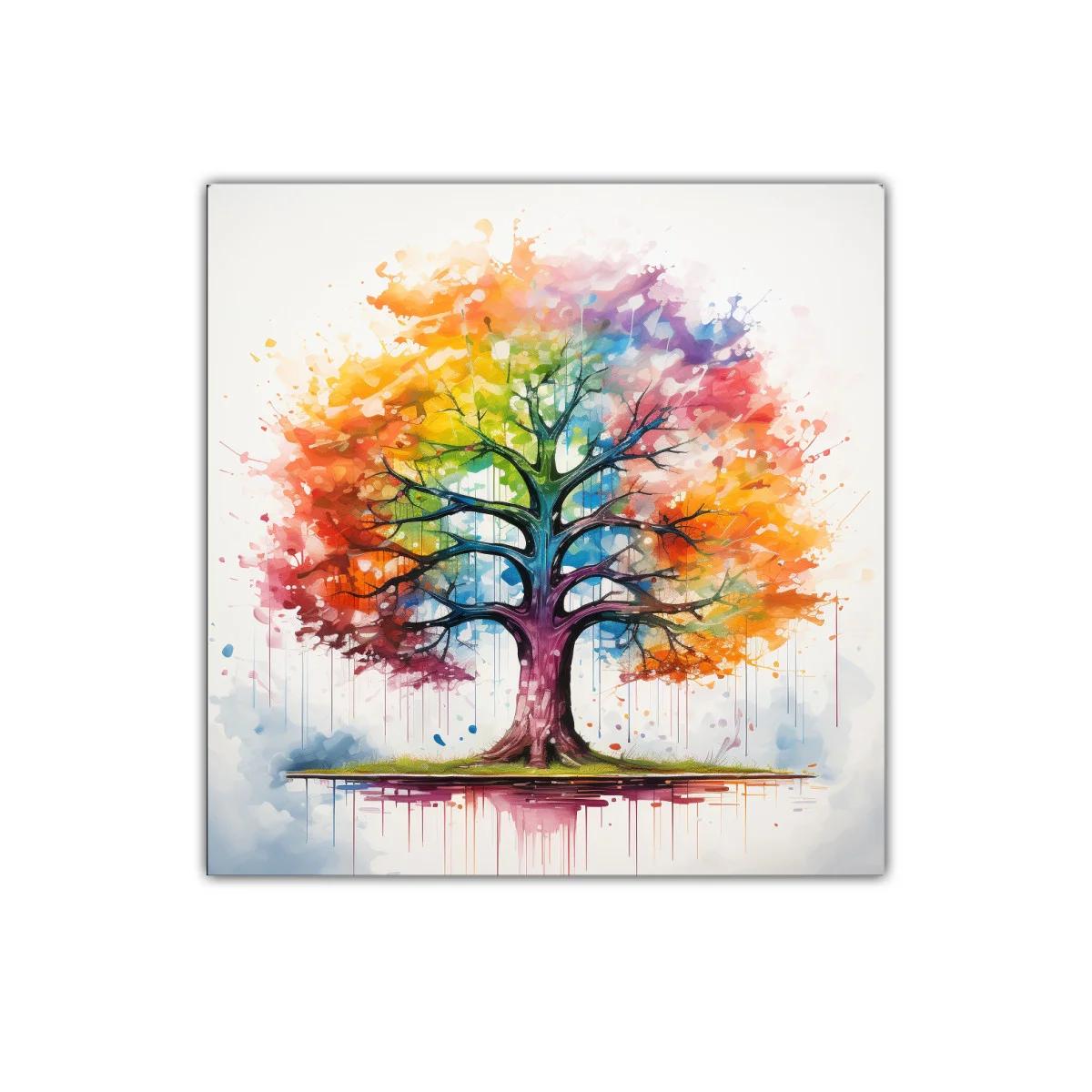 Árbol multicolor con vibrantes tonos en expansión