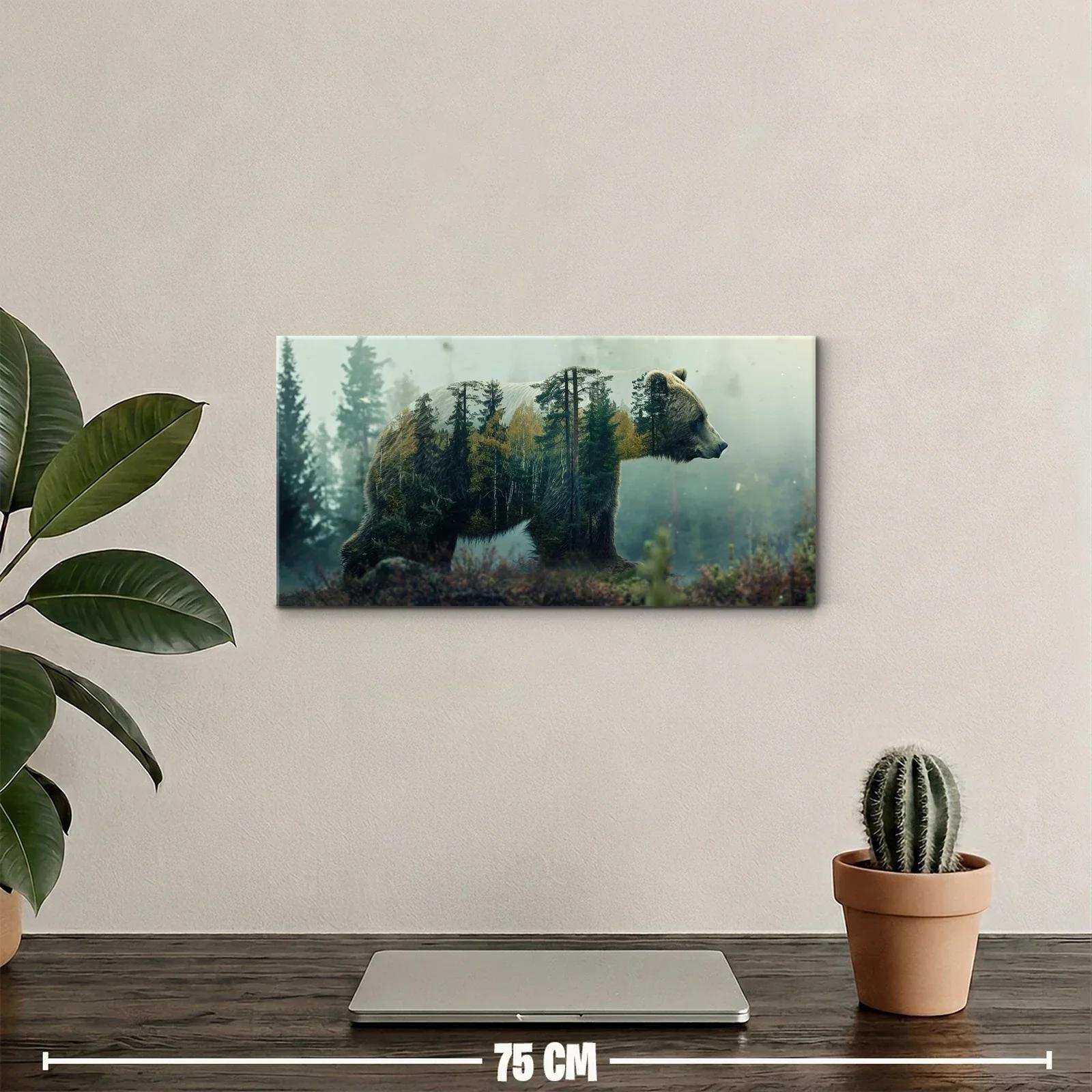 Cuadro oso con bosque en doble exposición — miniatura 2