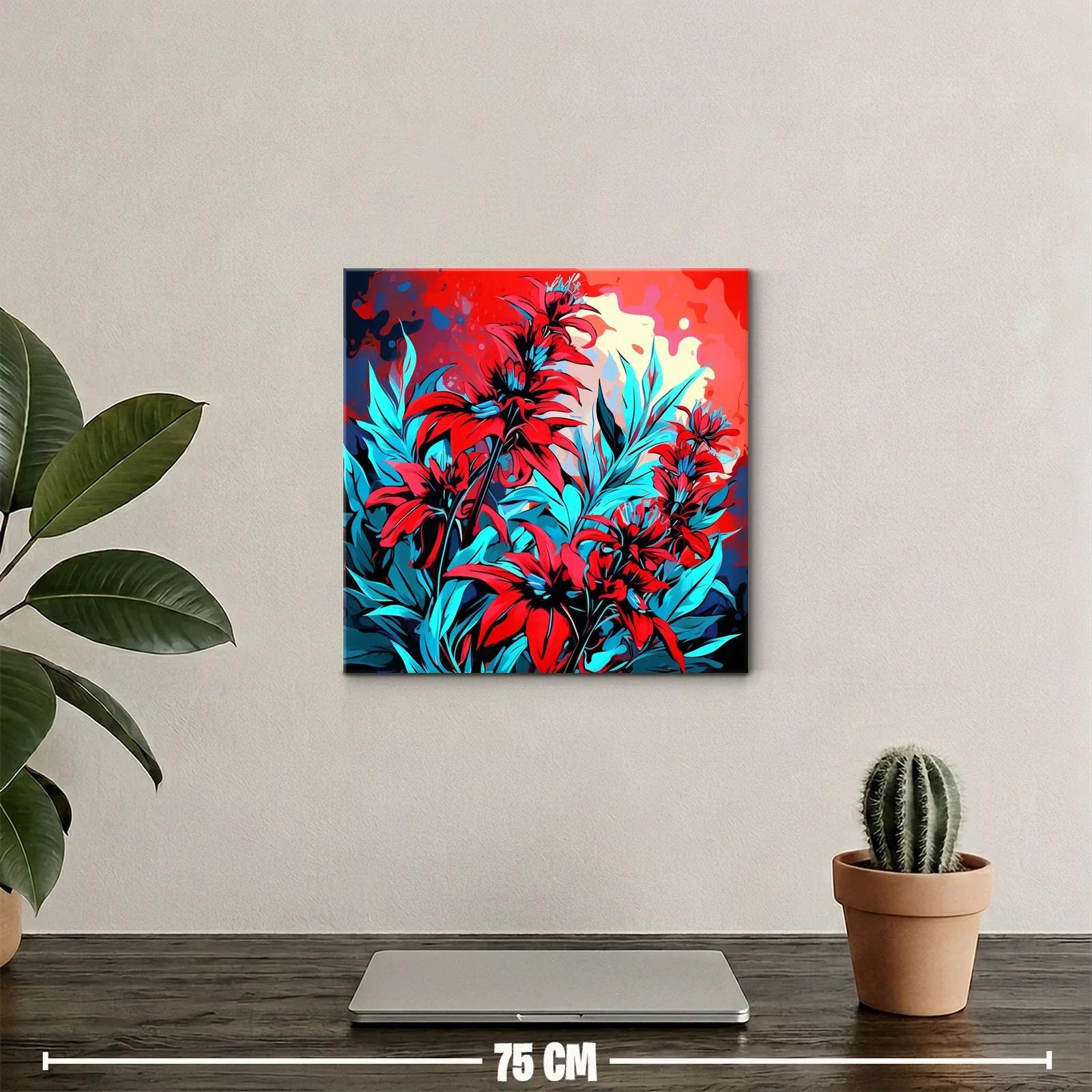 Vibrante composición floral en tonos rojos y azules eléctricos — miniatura 2