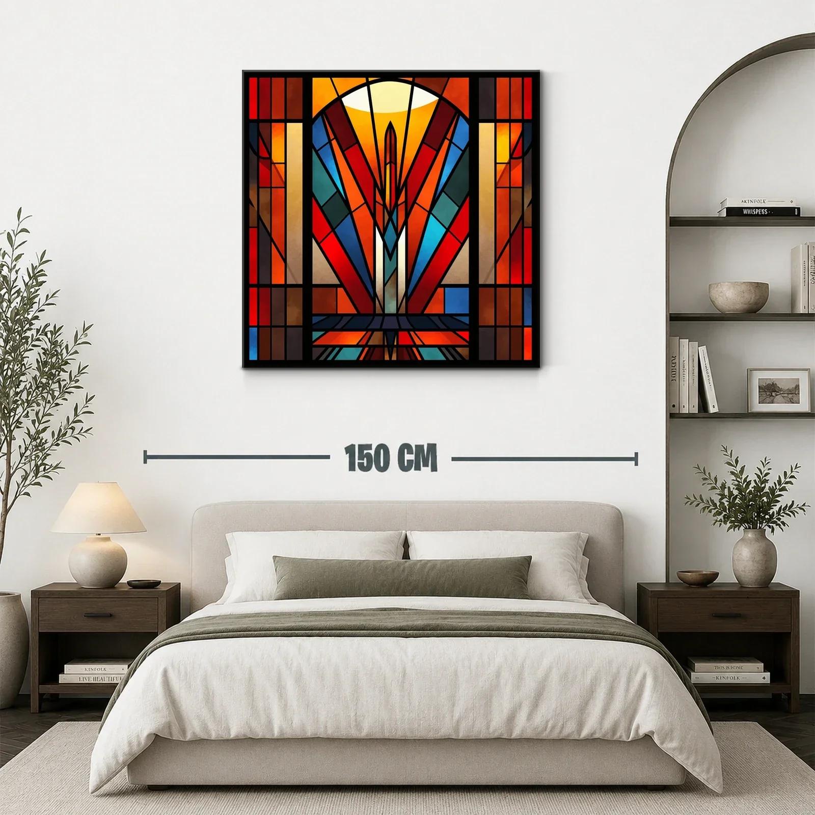 Cuadro abstracto con juego de luces y formas geométricas vibrantes — miniatura 3