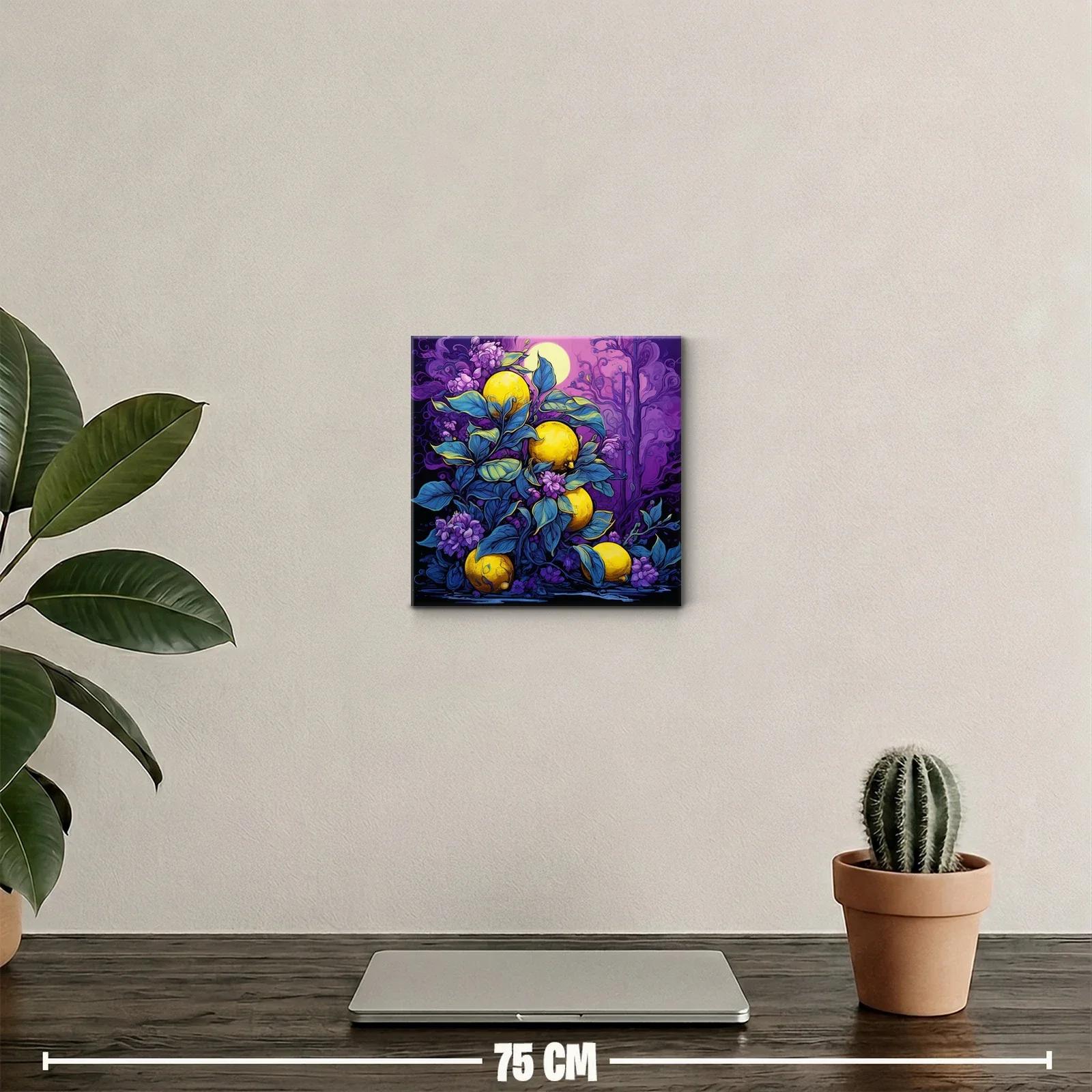 Cuadro decorativo de limones vibrantes y follaje azul — miniatura 2
