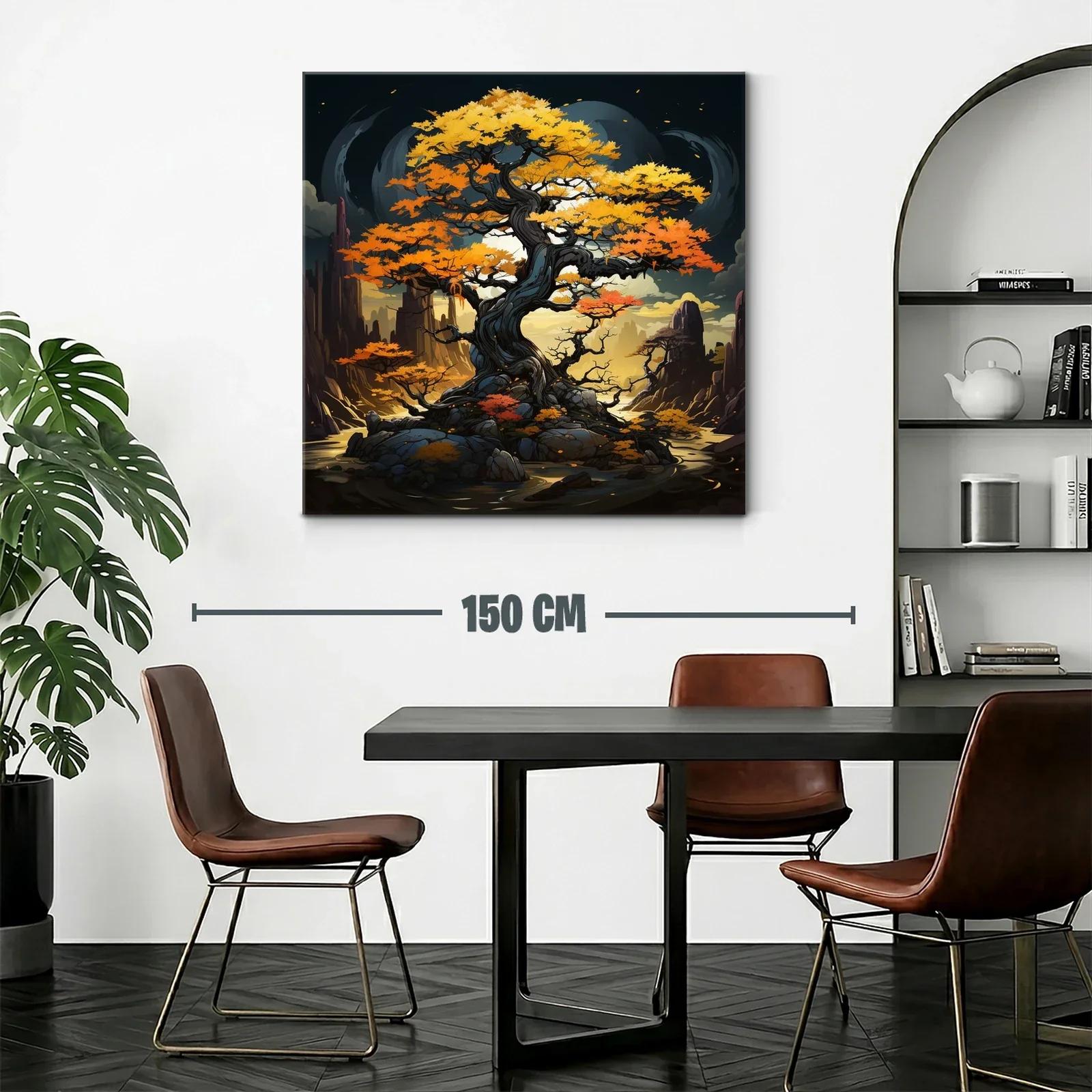 Árbol místico con hojas otoñales en paisaje de ensueño — miniatura 2