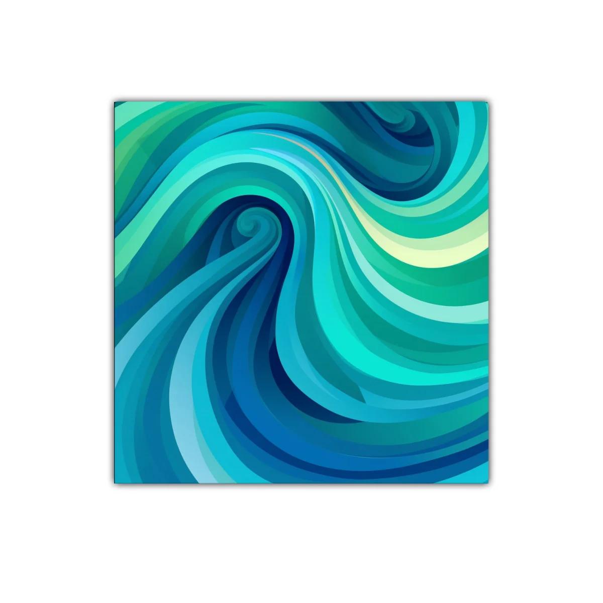 Cuadro abstracto con ondas en tonos azules y verdes — imagen principal
