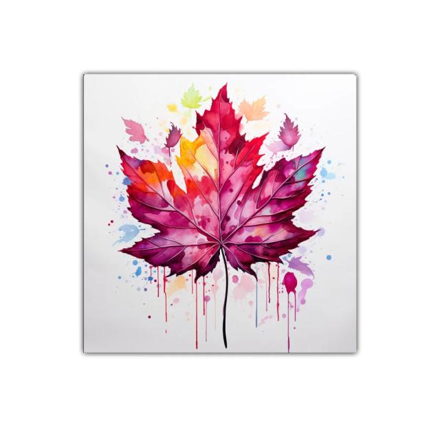 Cuadro decorativo de hoja de arce multicolor vibrante
