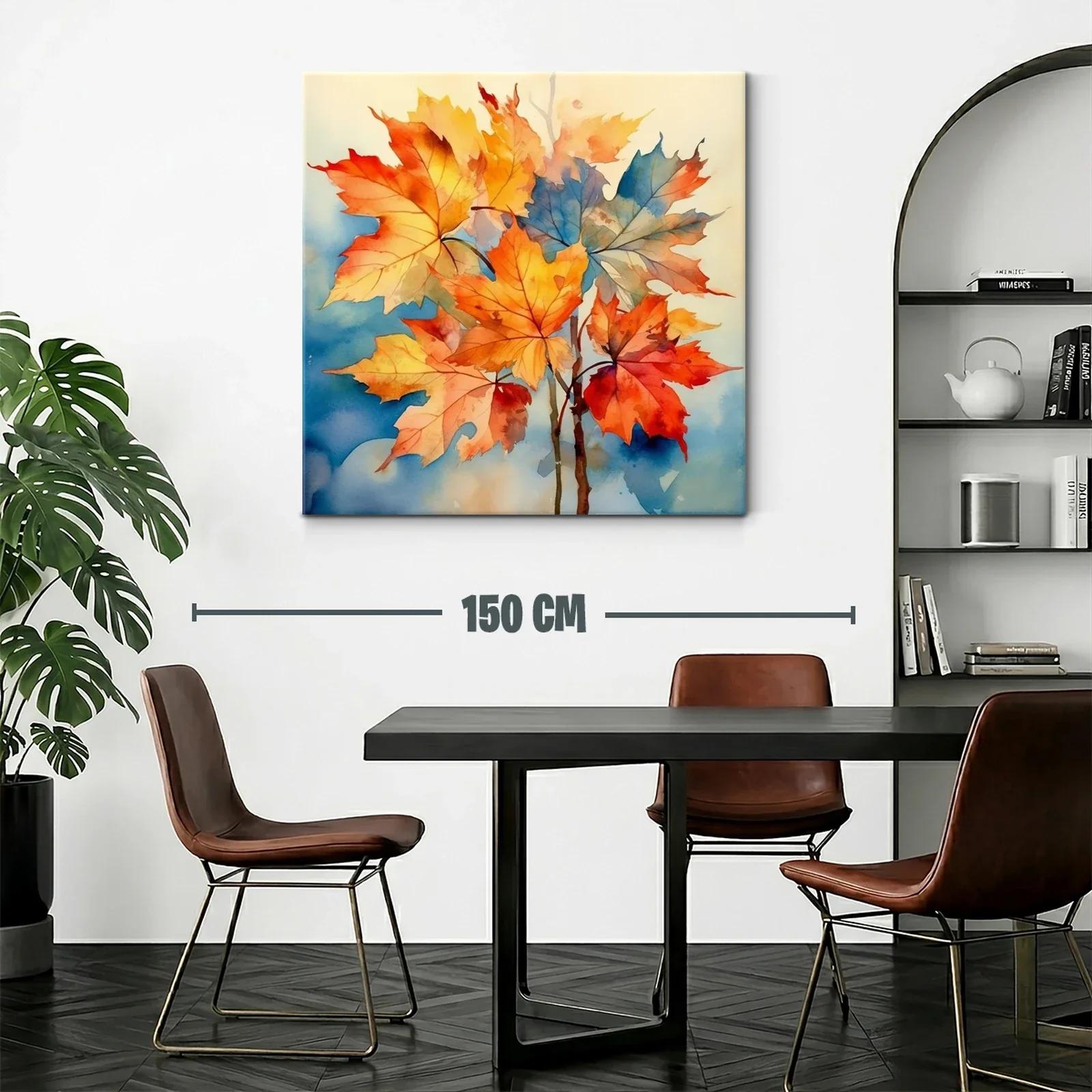 Hojas de otoño con vibrantes tonos cálidos y azules — miniatura 2