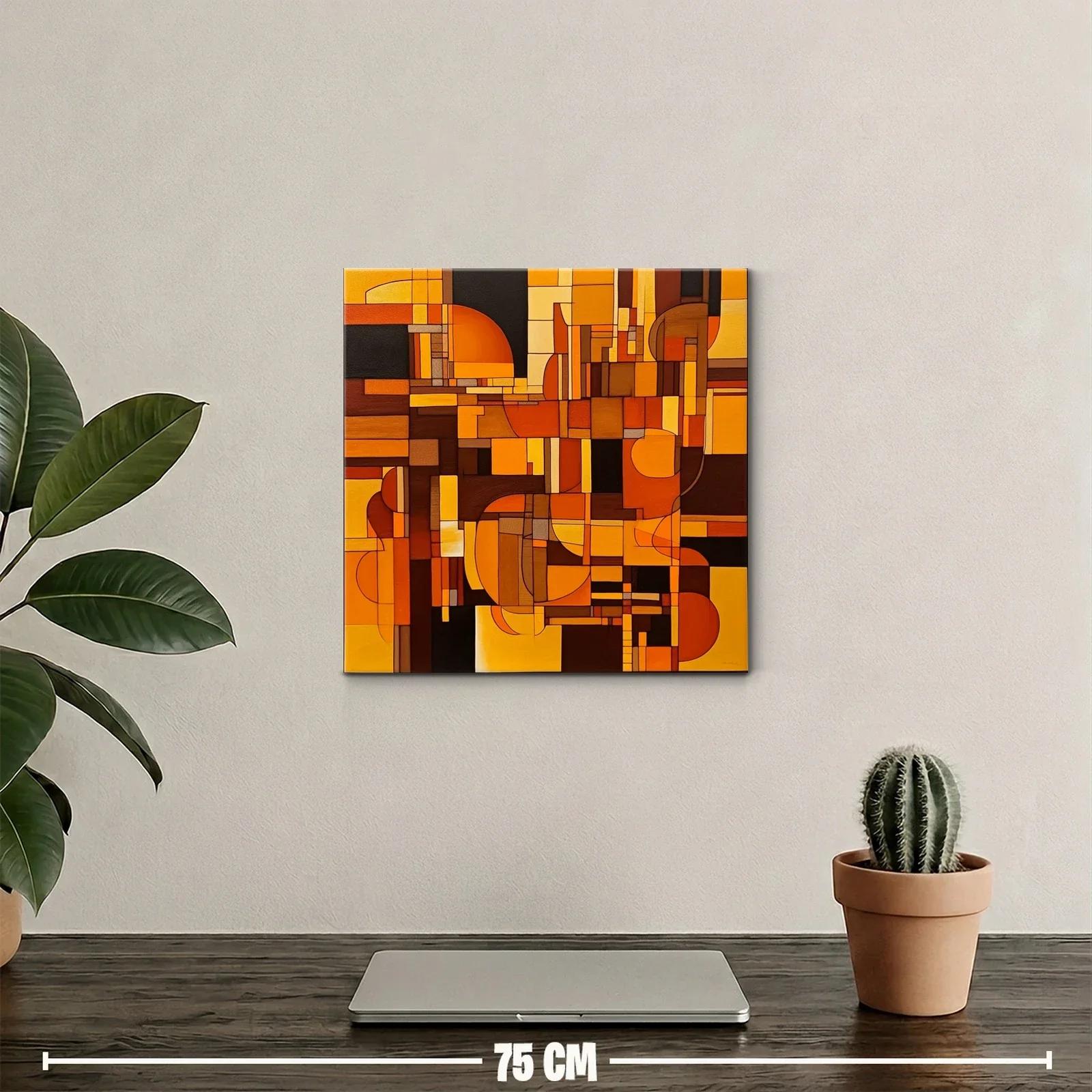 Cuadro abstracto con formas geométricas en tonos cálidos — miniatura 2
