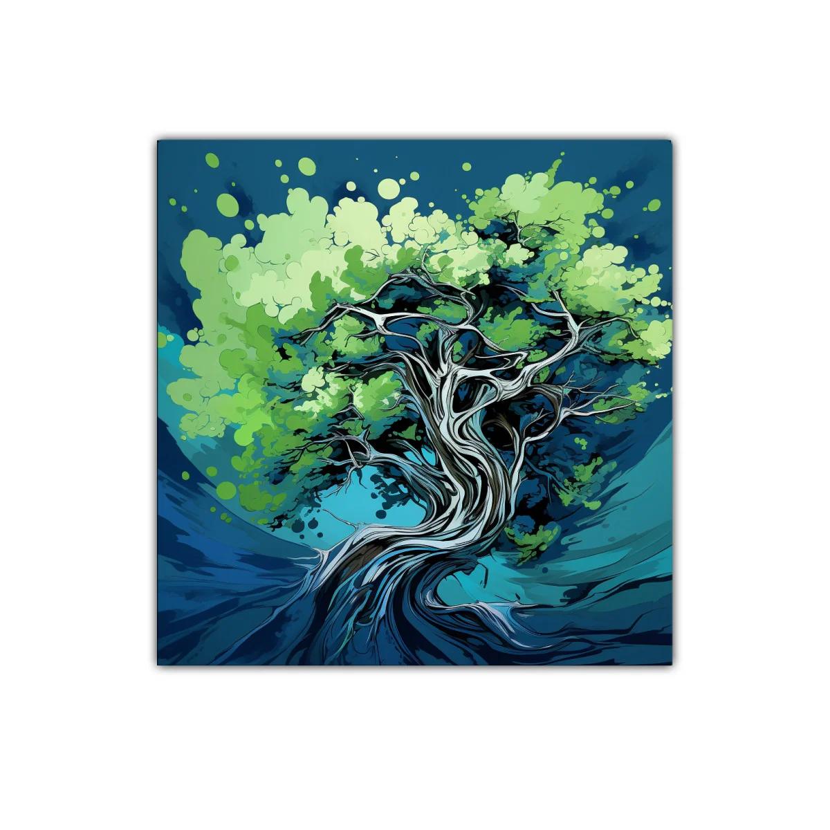 Árbol abstracto con ramas entrelazadas y hojas verdes — imagen principal