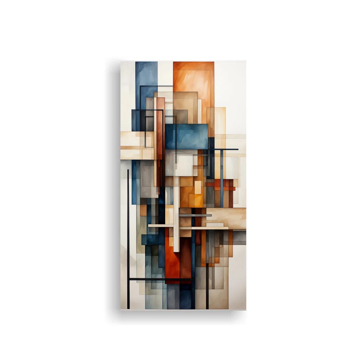 Cuadro composición geométrica abstracta con bloques apilados