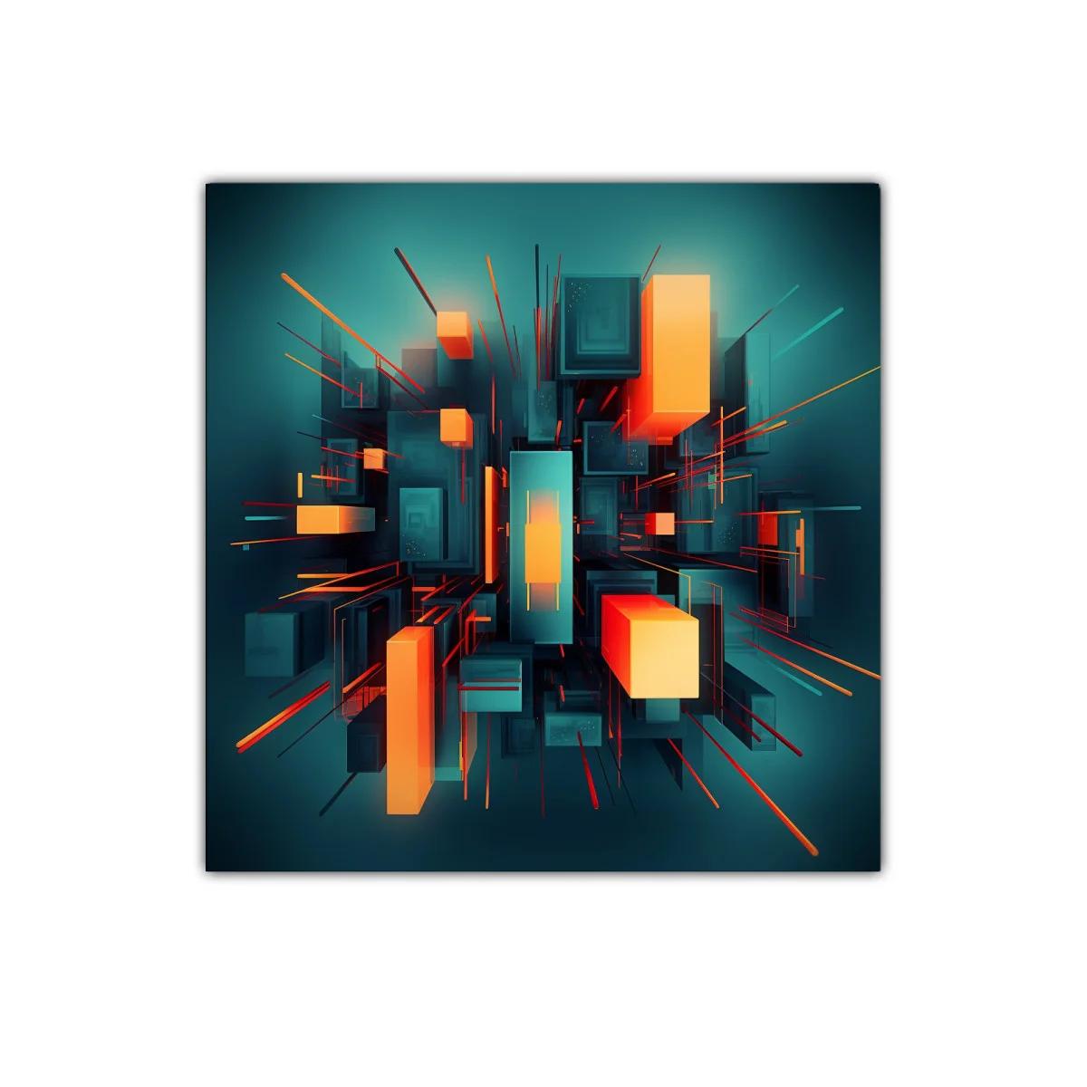 Composición geométrica vibrante en tonos azul y naranja