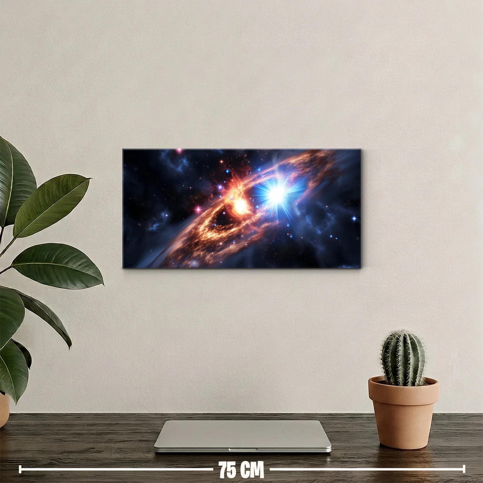 Cuadro galaxia espiral con núcleo brillante y destello azul — miniatura 2