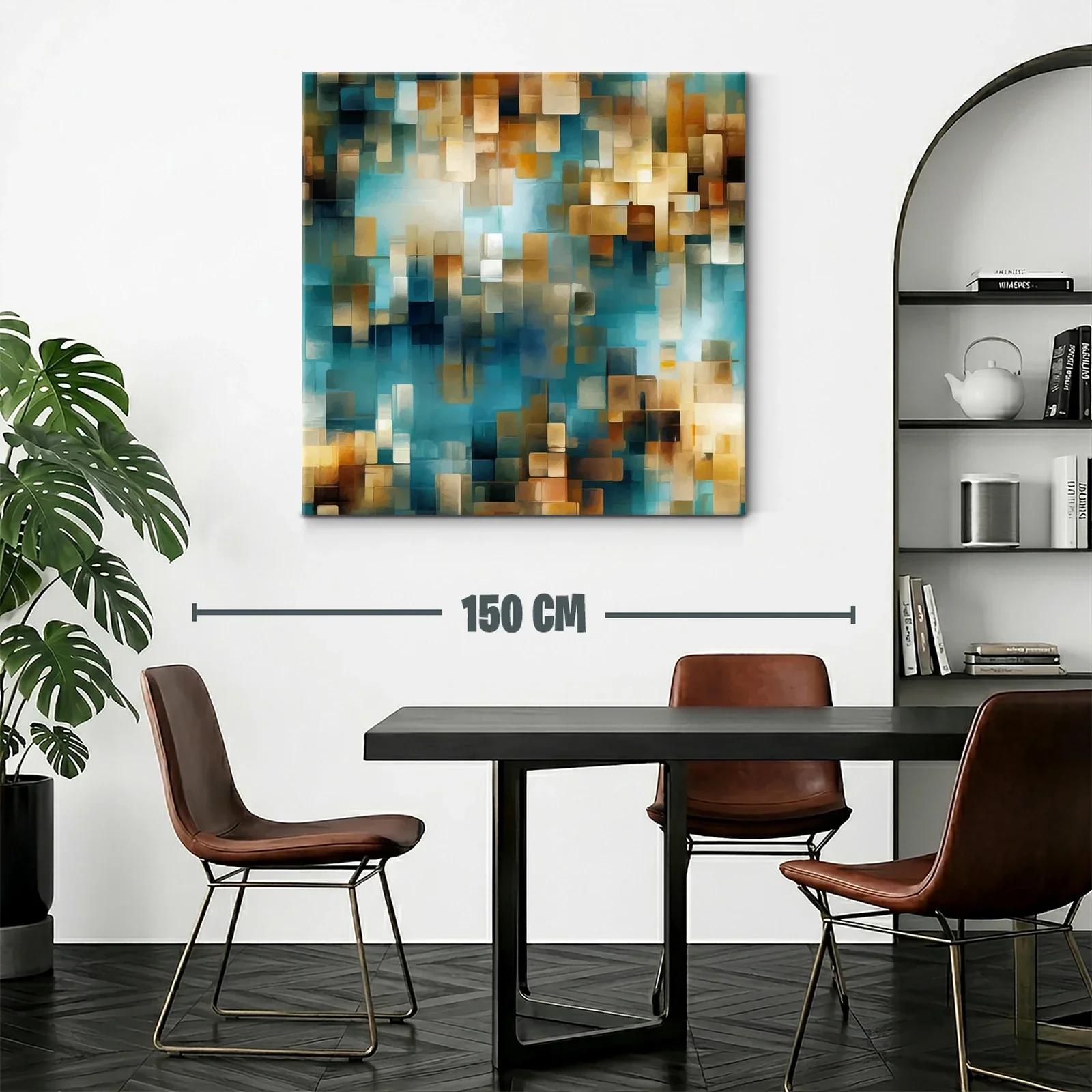 Composición abstracta con bloques en tonos azules y dorados — miniatura 2