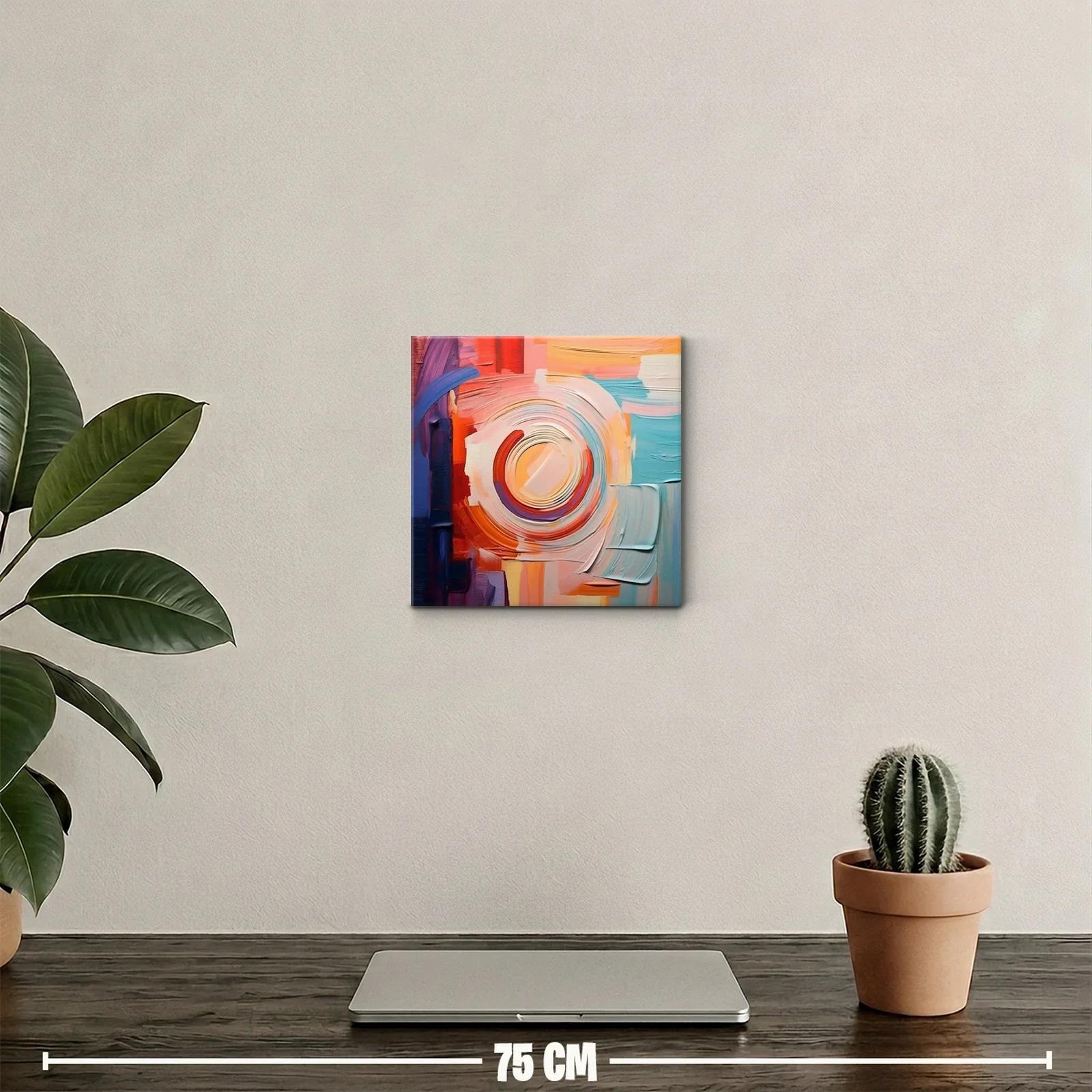 Cuadro abstracto con tonos cálidos y formas circulares — miniatura 2