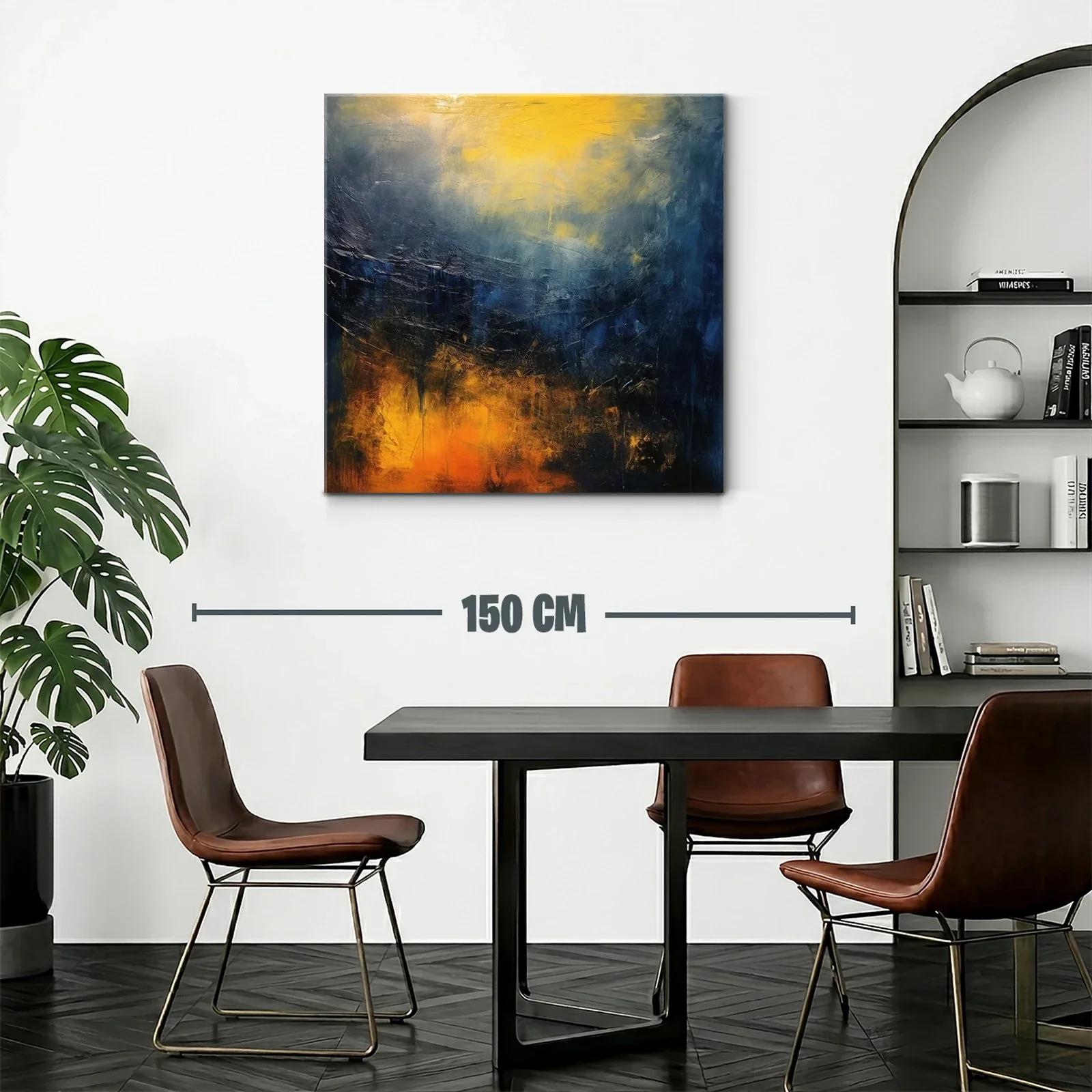 Cuadro abstracto con tonos cálidos y fríos vibrantes — miniatura 2