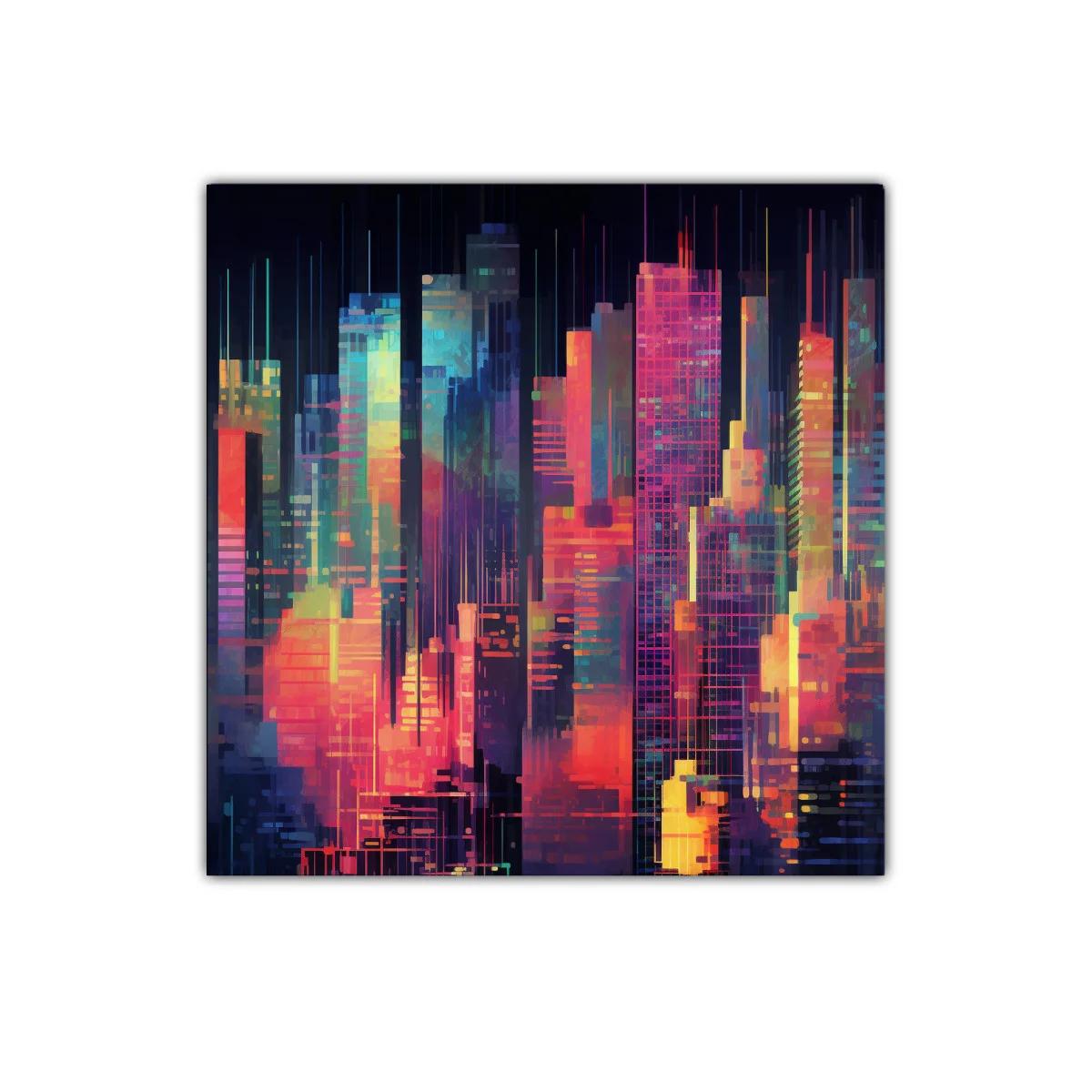 Cityscape nocturno vibrante con luces de neón coloridas — imagen principal