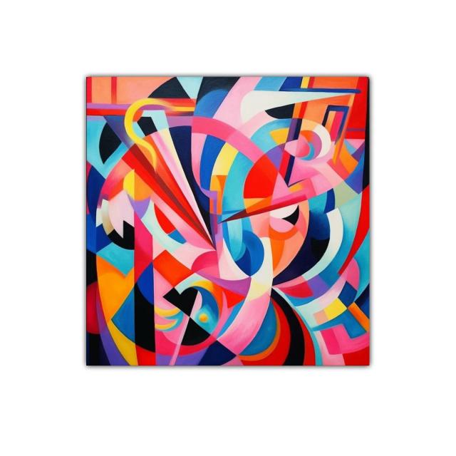 Cuadro abstracto con vibrantes formas geométricas coloridas