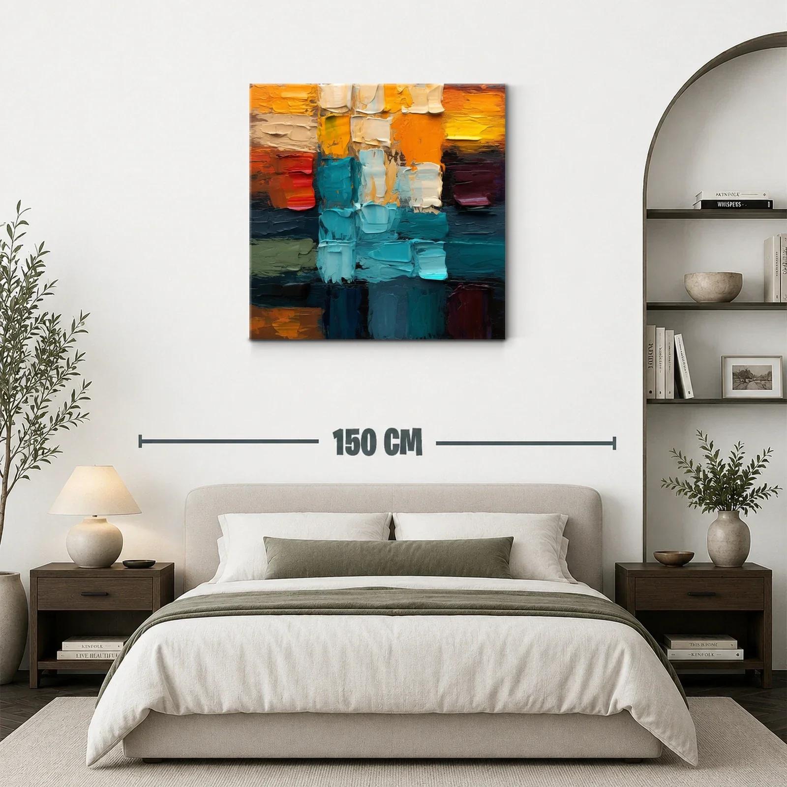 Composición abstracta en tonos cálidos y fríos vibrantes — miniatura 3