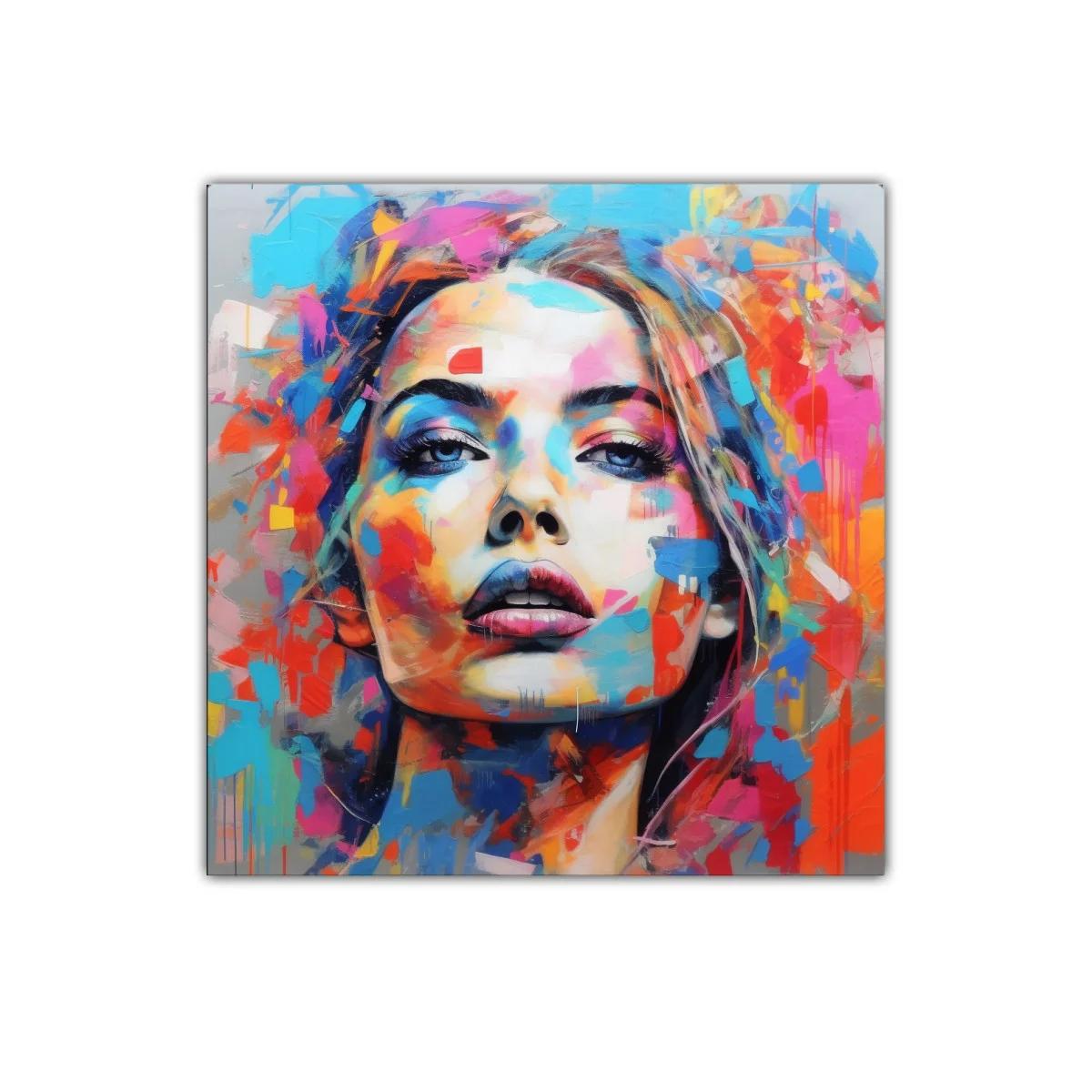 Retrato vibrante con explosión de color y mirada intensa — imagen principal