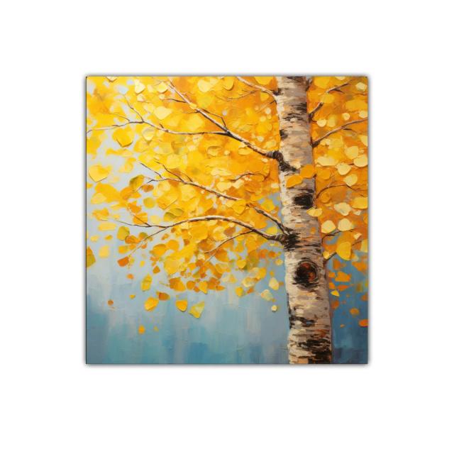 Cuadro árbol con hojas amarillas en otoño vibrante