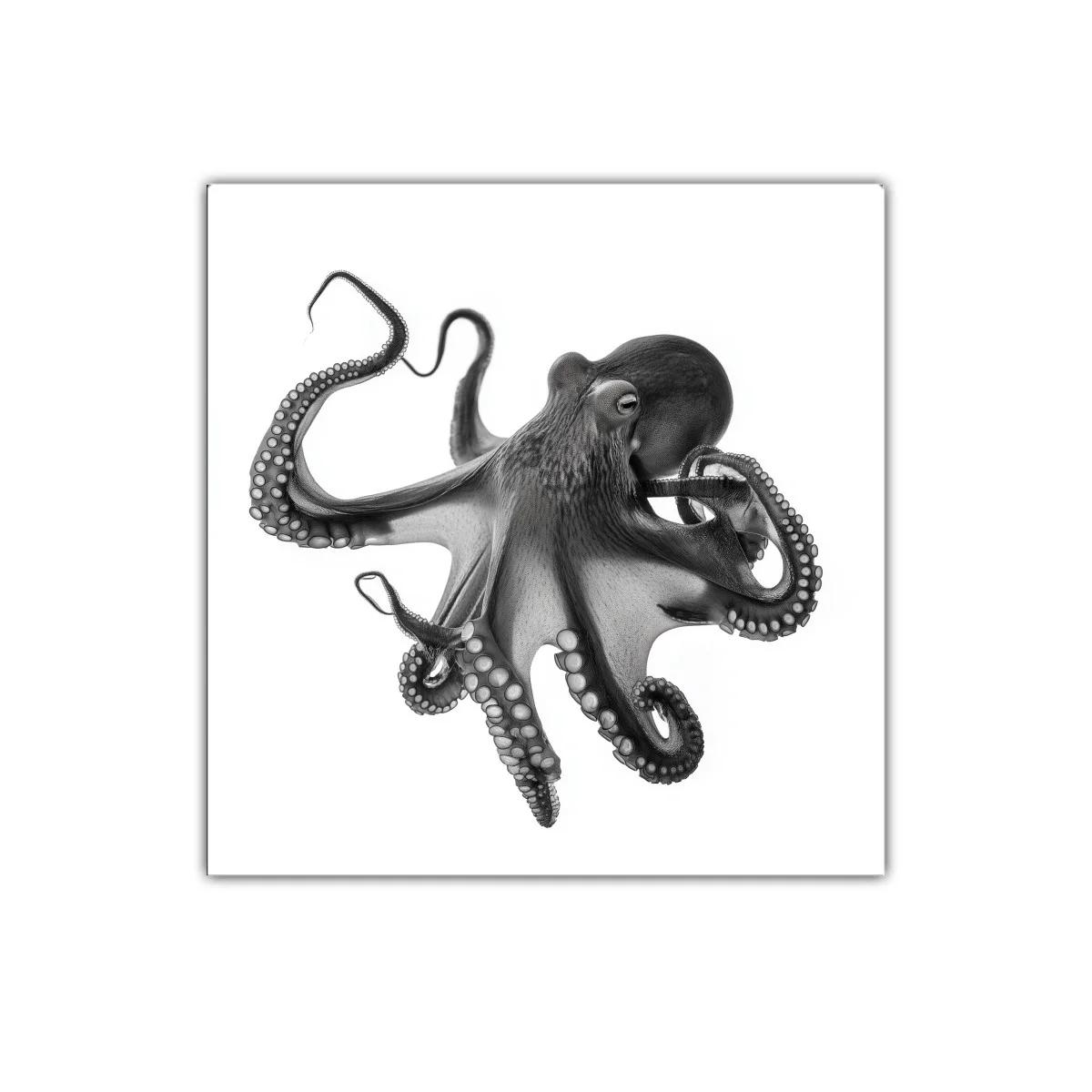 Cuadro decorativo pulpo en movimiento en blanco y negro — imagen principal
