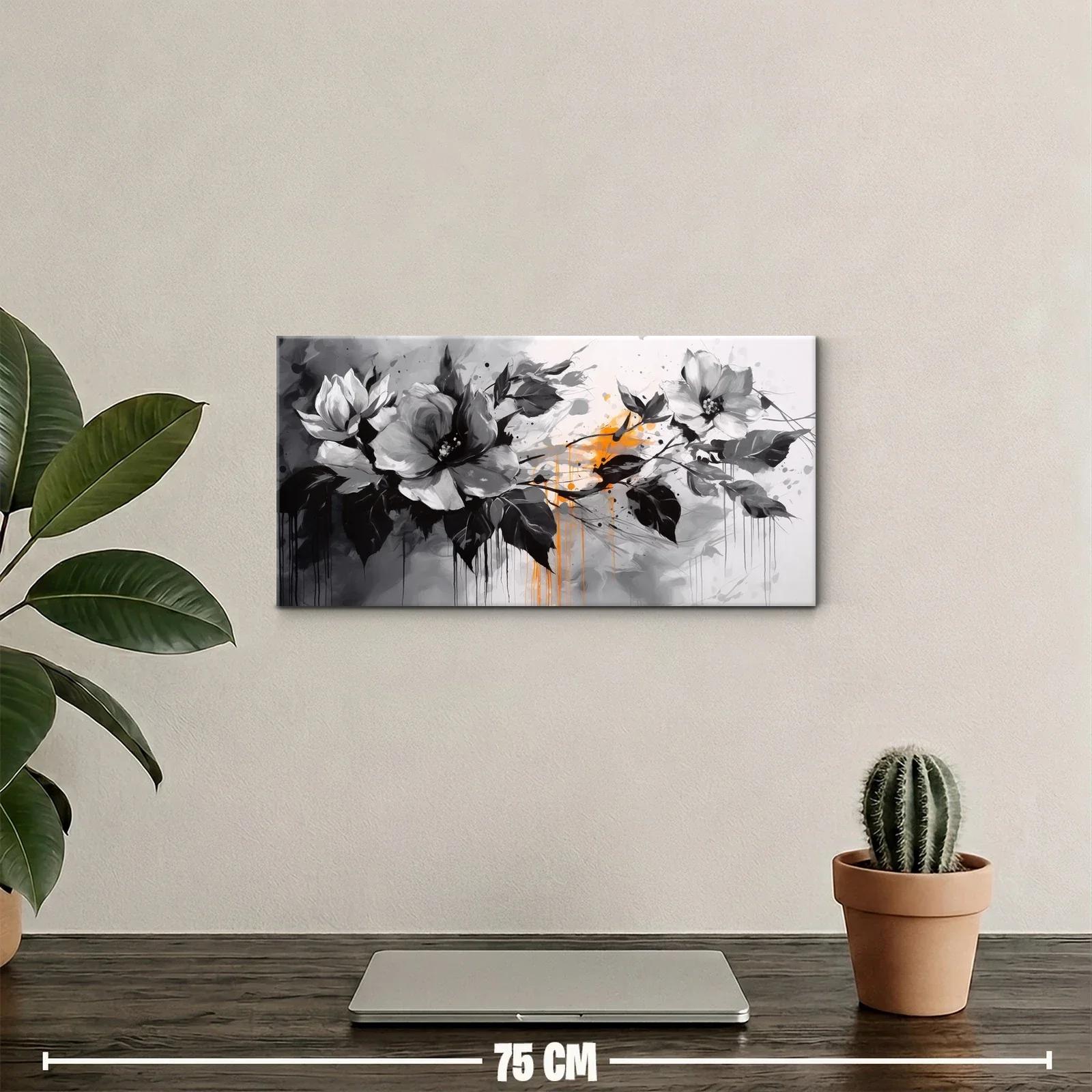 Cuadro flores de magnolia con salpicaduras y goteos expresivos — miniatura 2