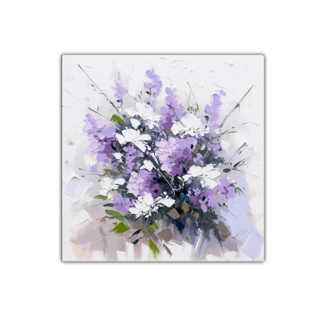 Ramo de flores en tonos lilas y blancos vibrantes