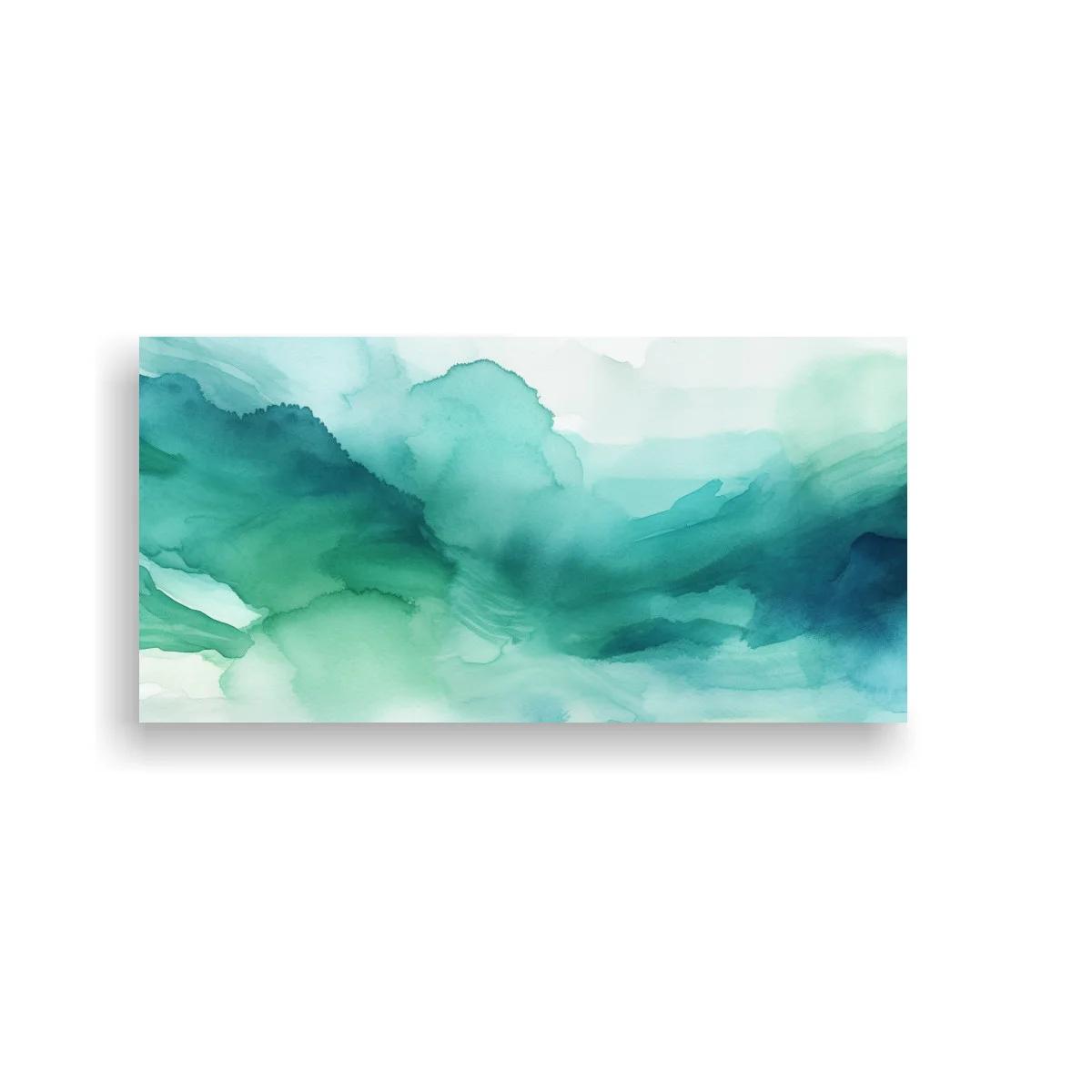 Cuadro paisaje abstracto turquesa con veladuras suaves