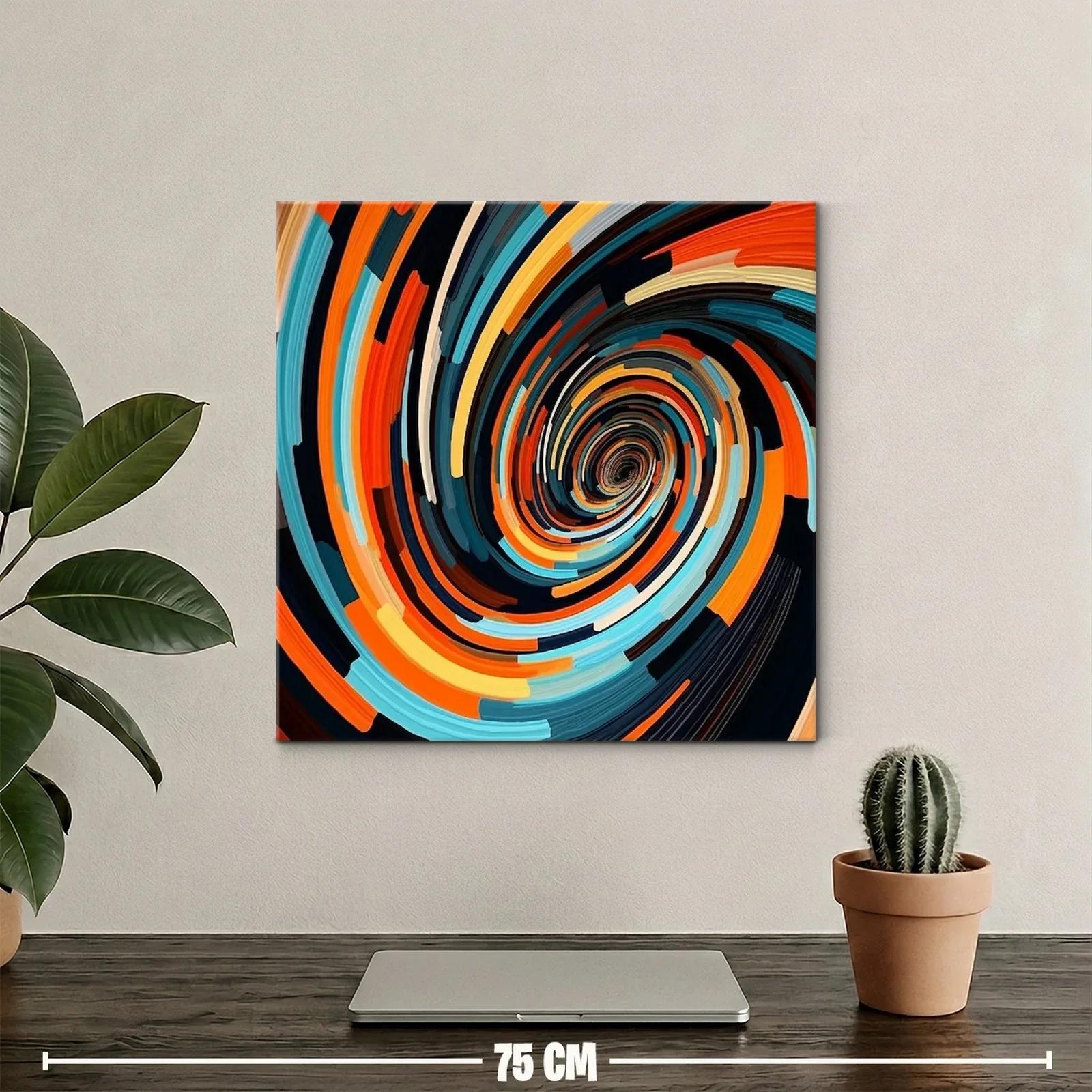 Cuadro abstracto en espiral con vibrantes tonos cálidos y fríos — miniatura 2