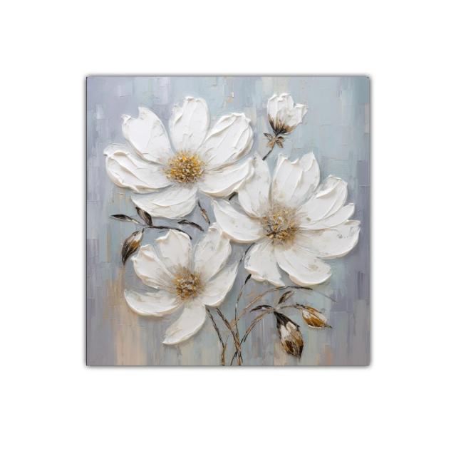 Cuadro decorativo elegante con flores blancas delicadas