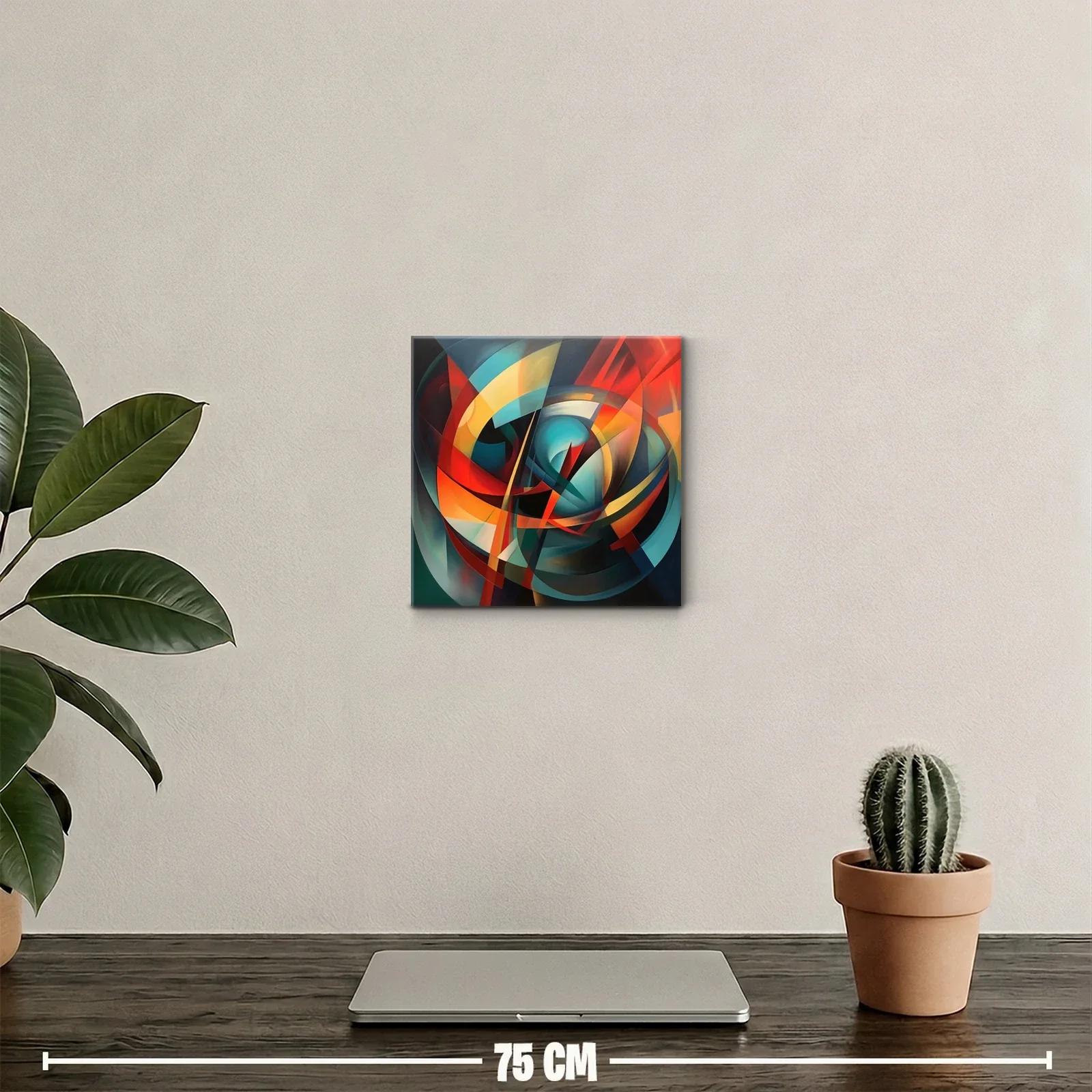 Composición abstracta vibrante con tonos cálidos y fríos — miniatura 2