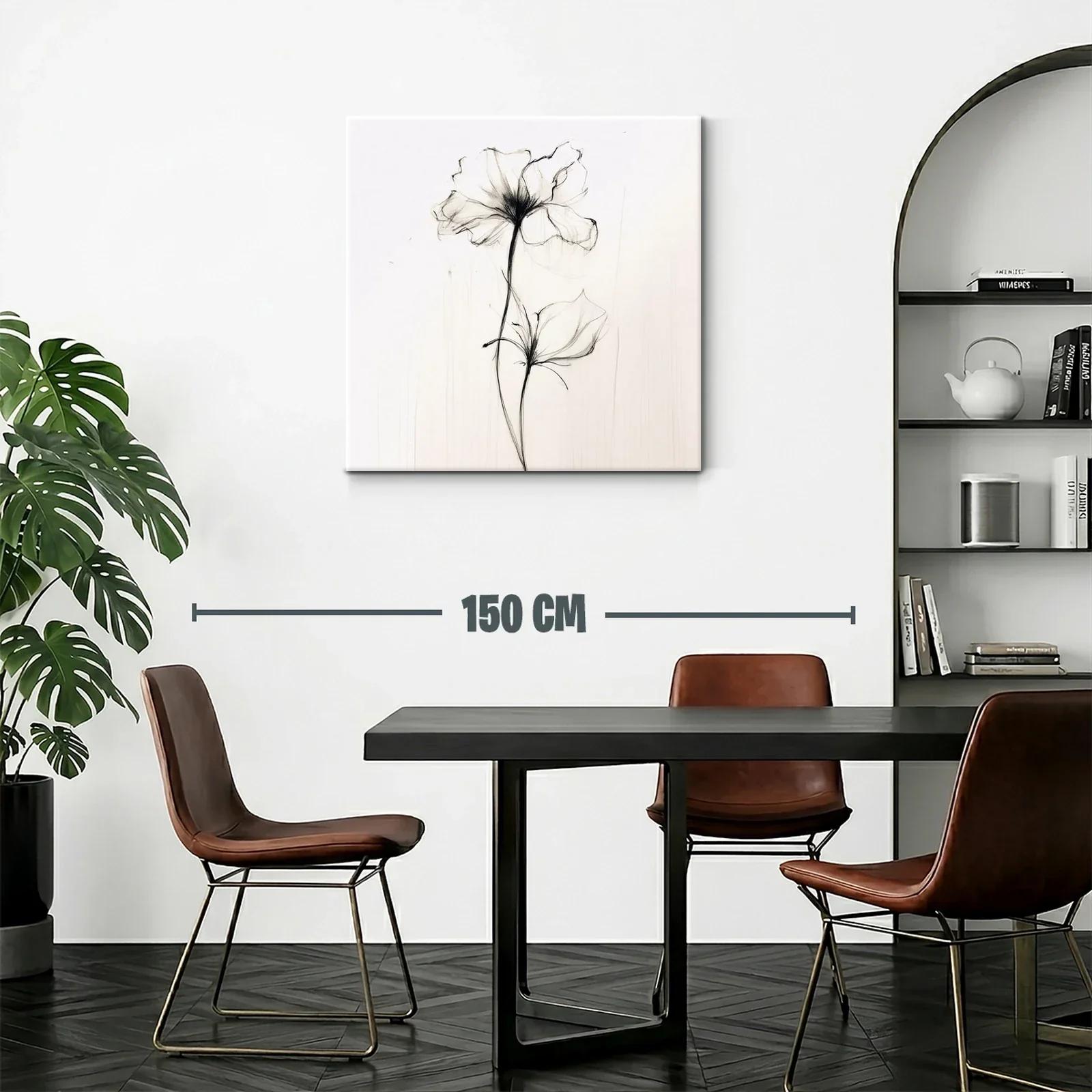 Elegante flor en trazo sutil y delicado en blanco y negro — miniatura 2
