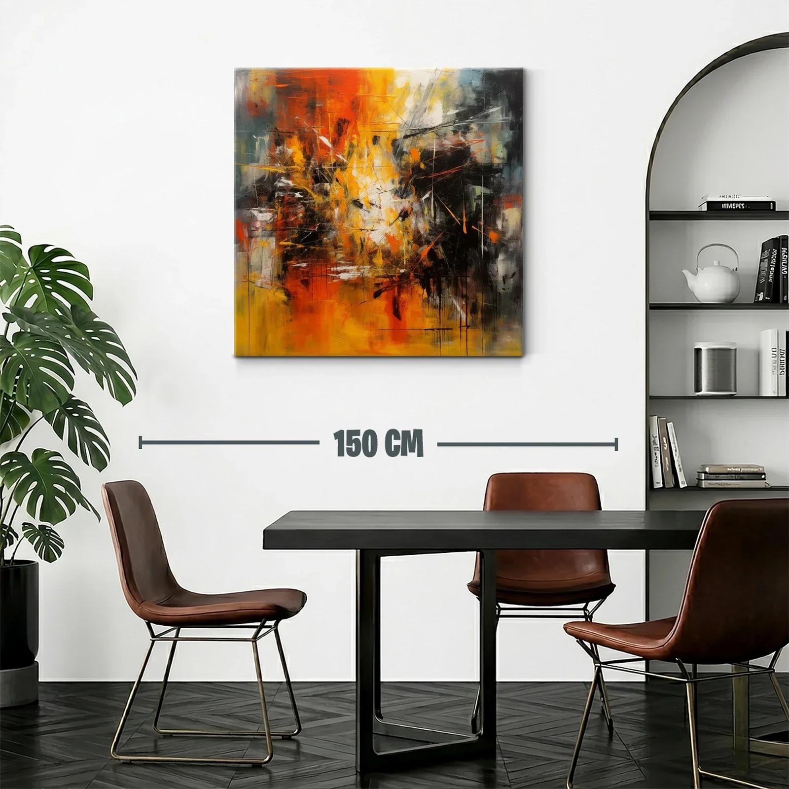 Cuadro abstracto con vibrante explosión de tonos cálidos — miniatura 2
