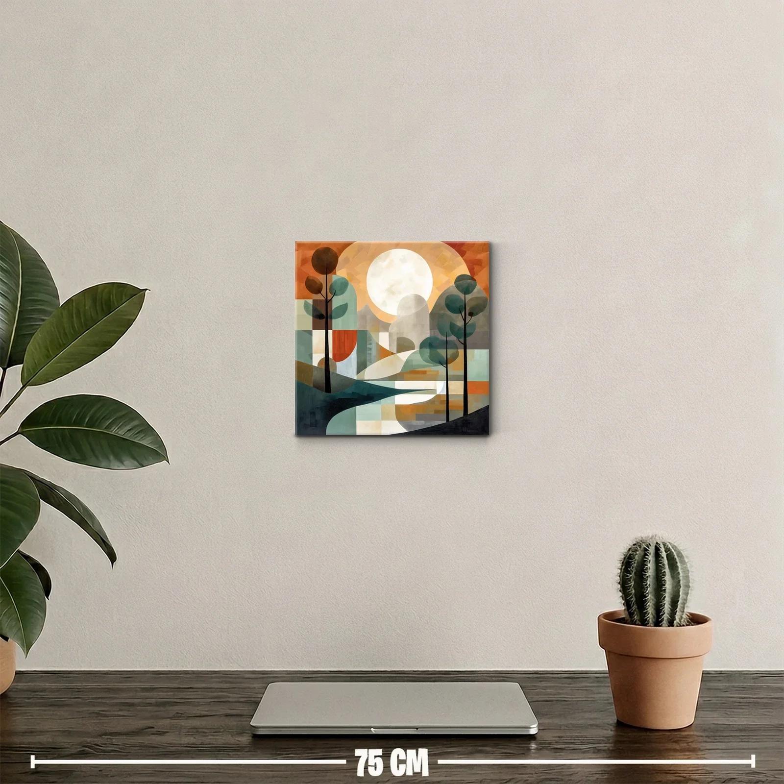 Paisaje abstracto con árboles y gran luna brillante — miniatura 2