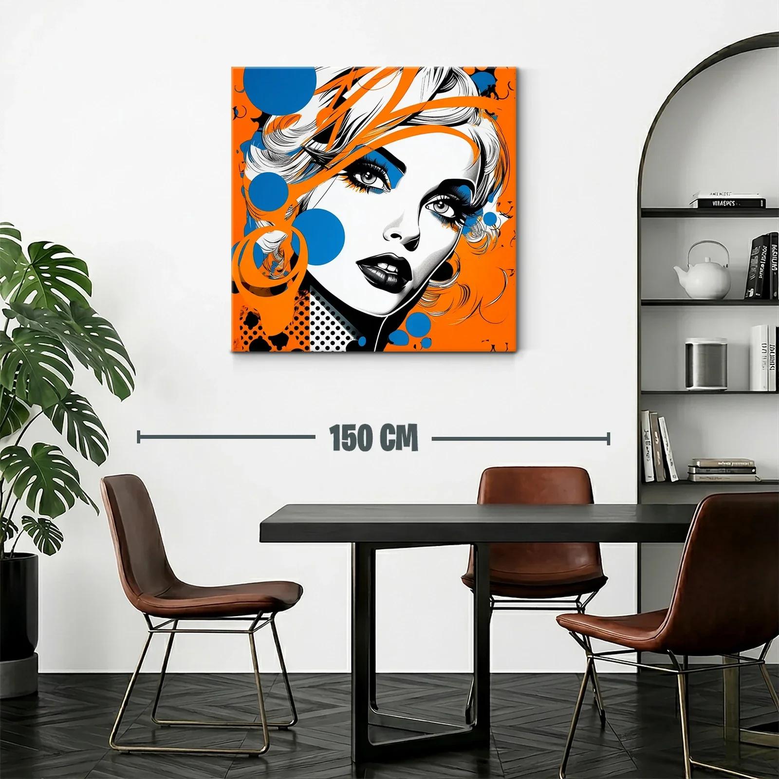 Retrato pop art femenino en vibrantes tonos naranja y azul — miniatura 2