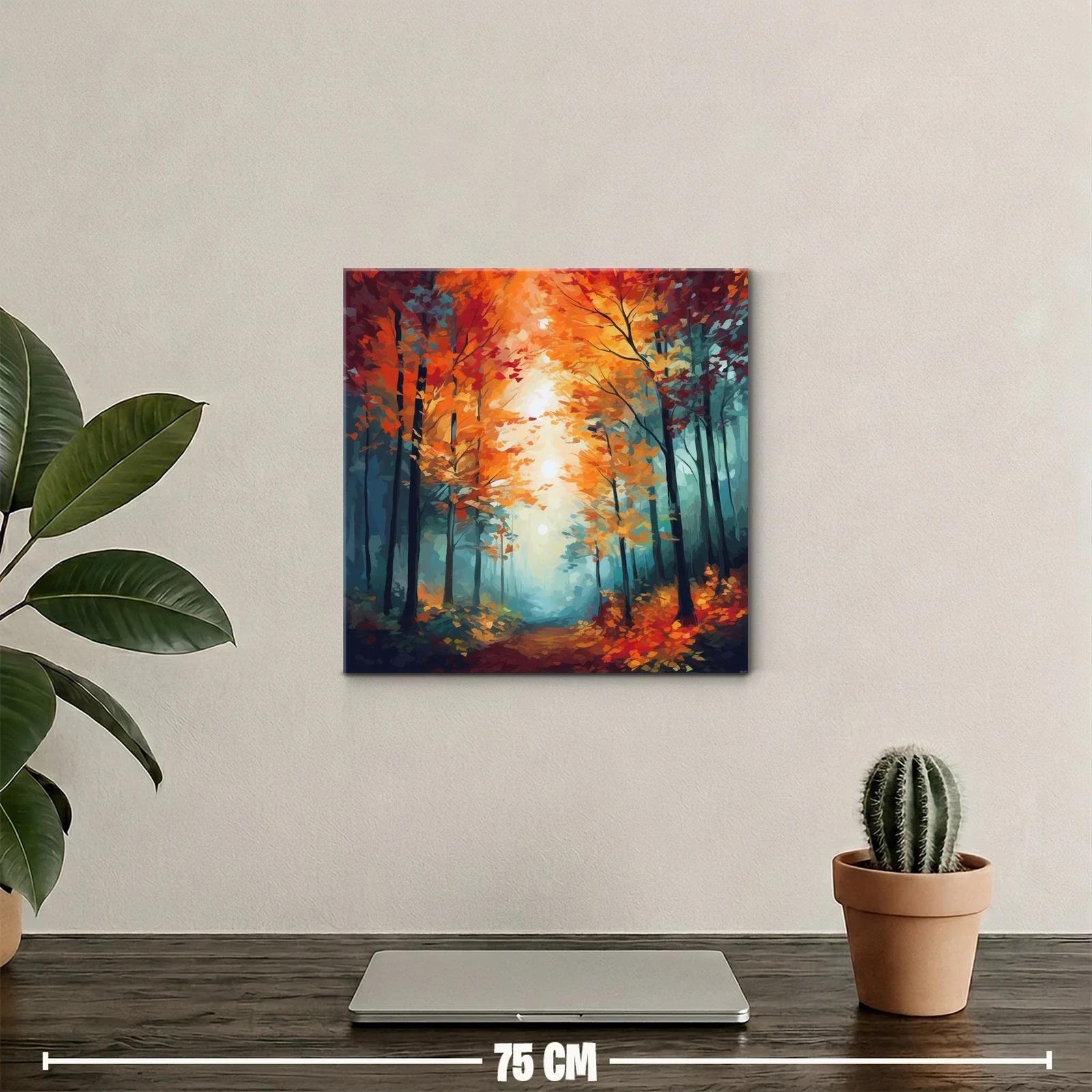Camino entre árboles con hojas otoñales vibrantes — miniatura 2
