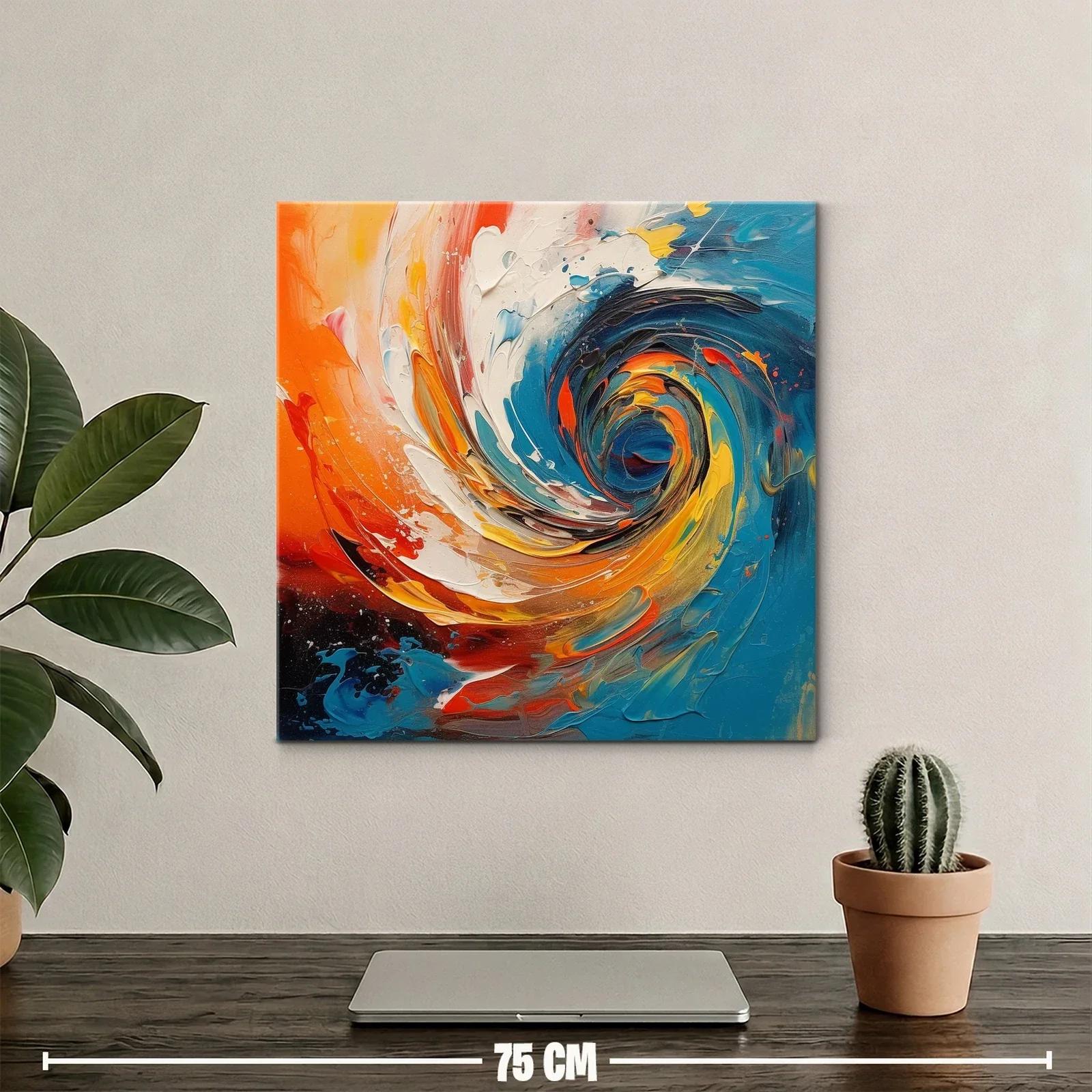 Cuadro abstracto con remolino en tonos vibrantes — miniatura 2