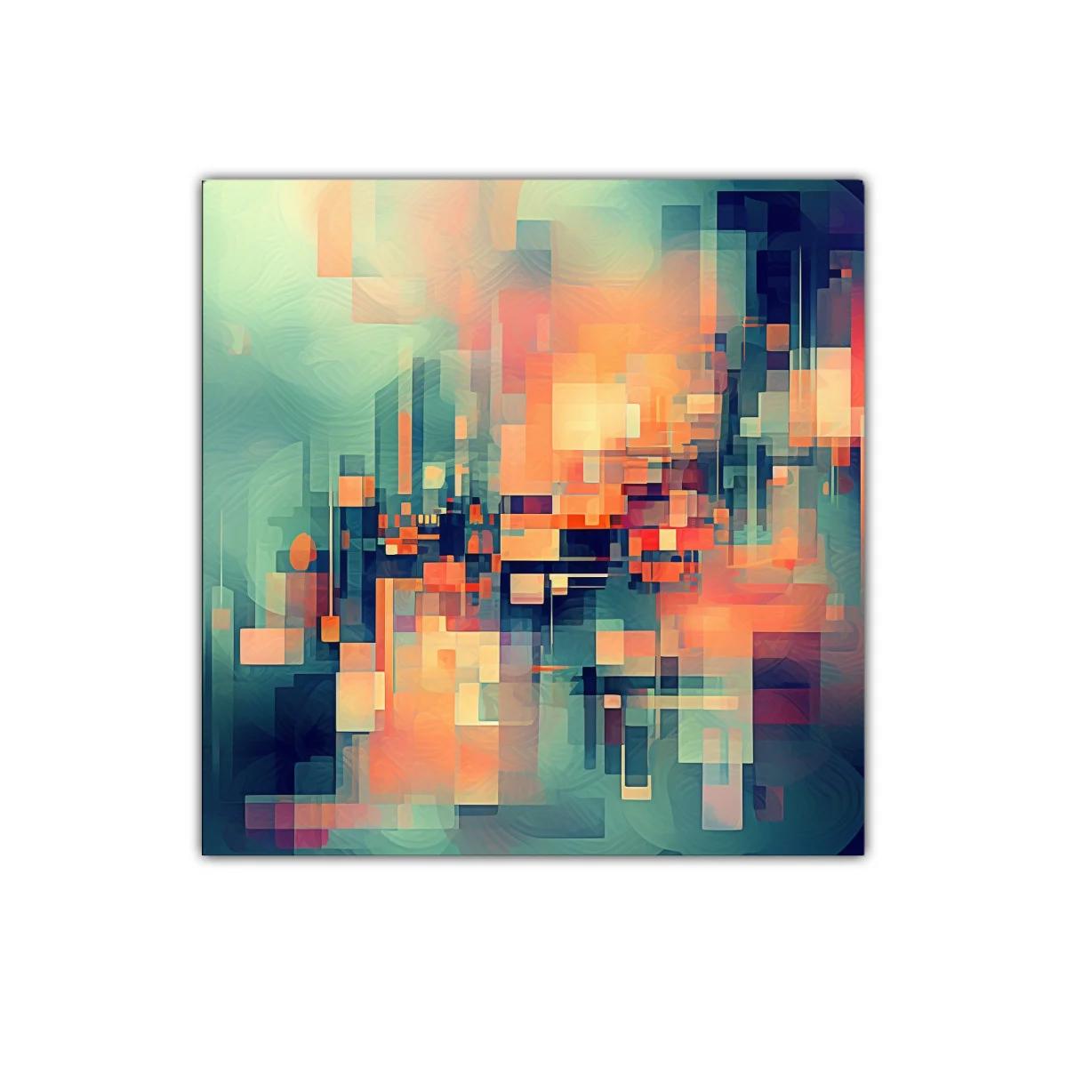 Composición abstracta con tonos cálidos y fríos contrastantes — imagen principal