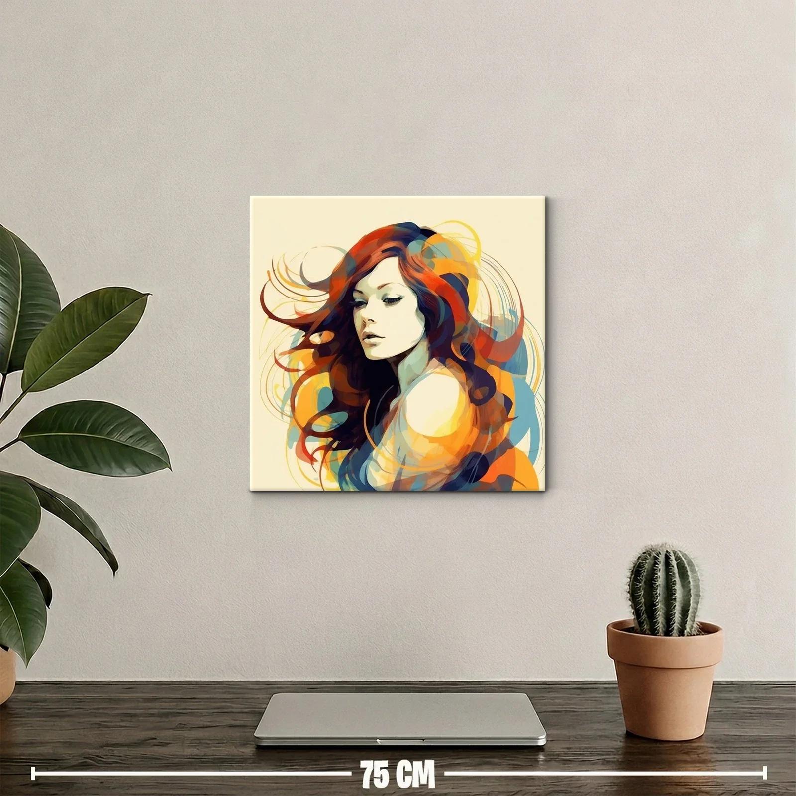 Retrato femenino con cabello ondulado y paleta vibrante — miniatura 2