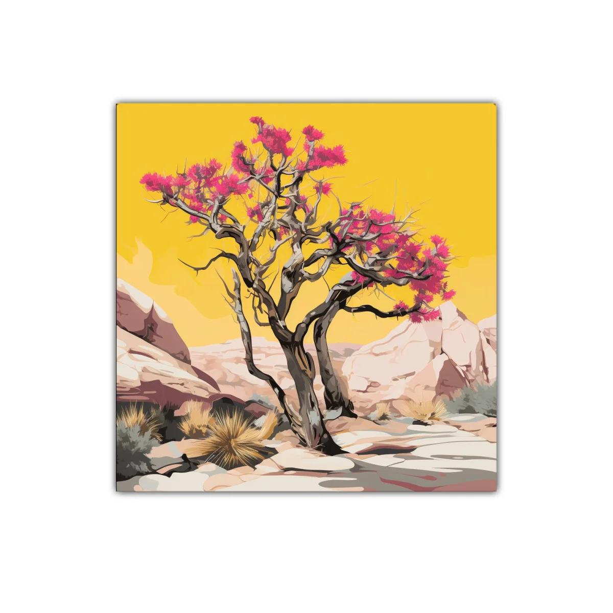 Árbol floreciente en desierto con fondo vibrante — imagen principal