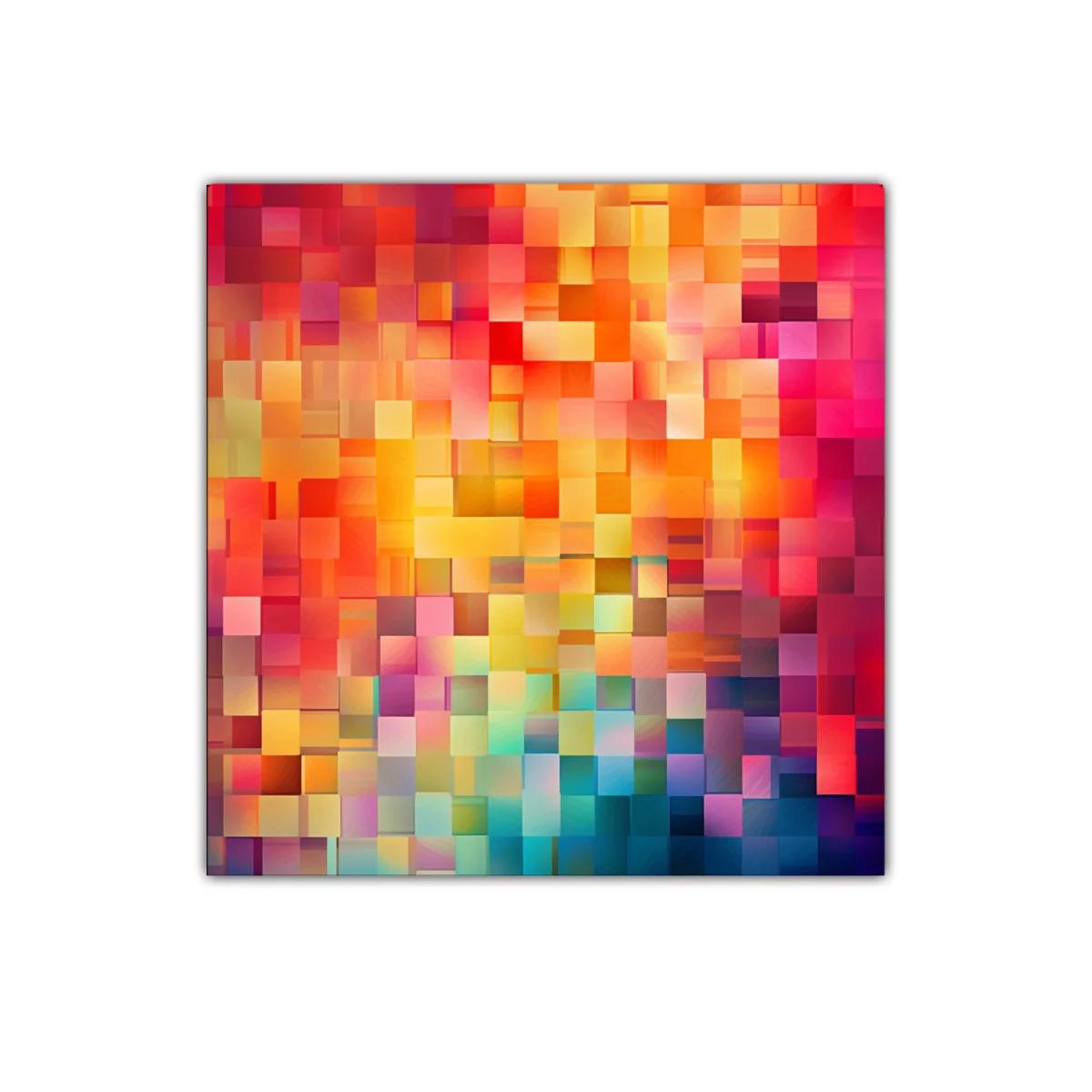 Cuadro abstracto en colores vivos y tonos cálidos