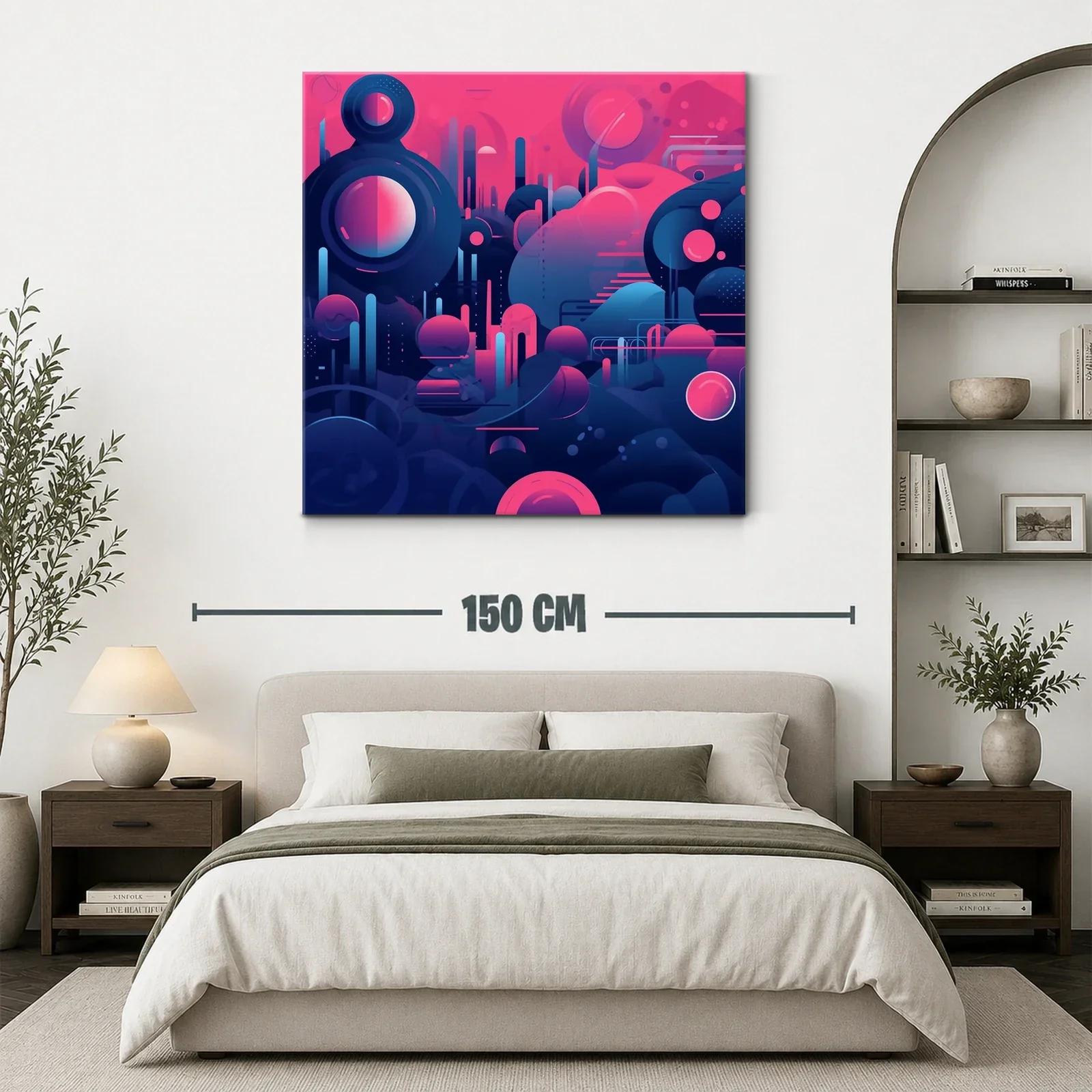Composición abstracta futurista en tonos azul y rosa brillante — miniatura 3