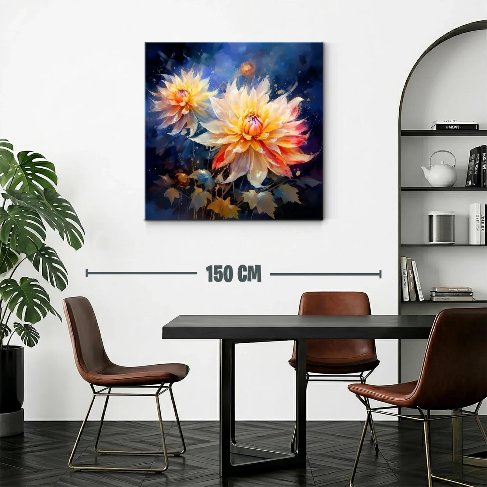Flores en tonos cálidos con fondo azul profundo y vibrante — miniatura 2