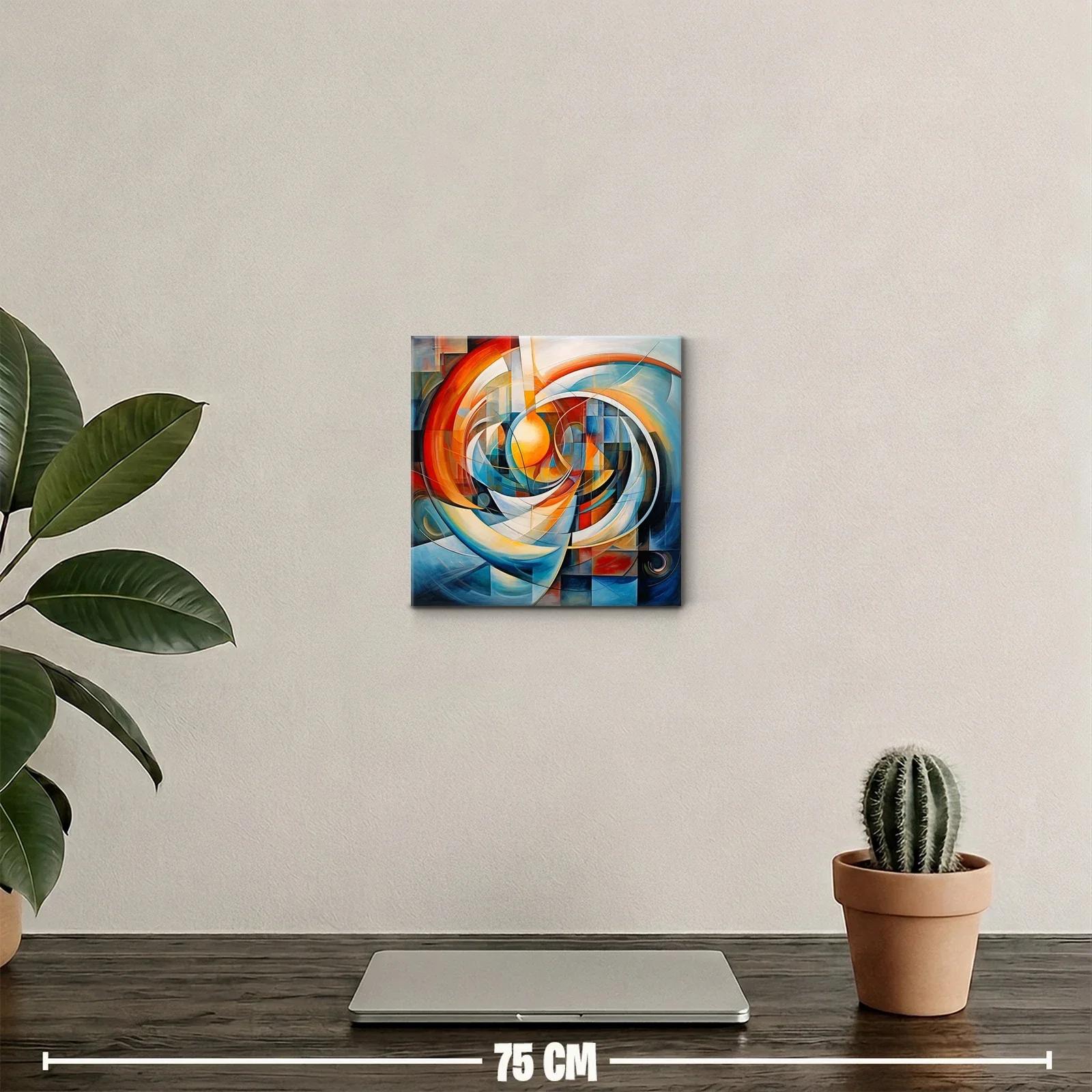 Composición abstracta con círculos y tonos cálidos y fríos — miniatura 2