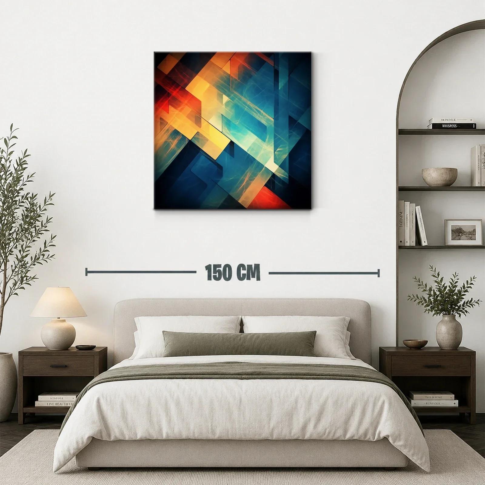 Composición abstracta en tonos cálidos y fríos vibrantes — miniatura 3