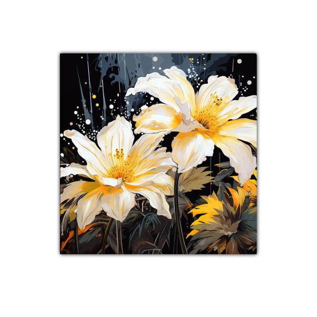 Flores luminosas en tonos amarillos sobre fondo oscuro